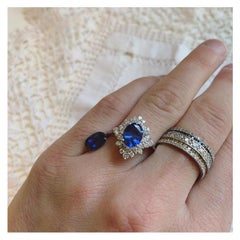 Annellino Italian Fine Jewellery Blue Ceylon Sapphire and White Diamond Ring