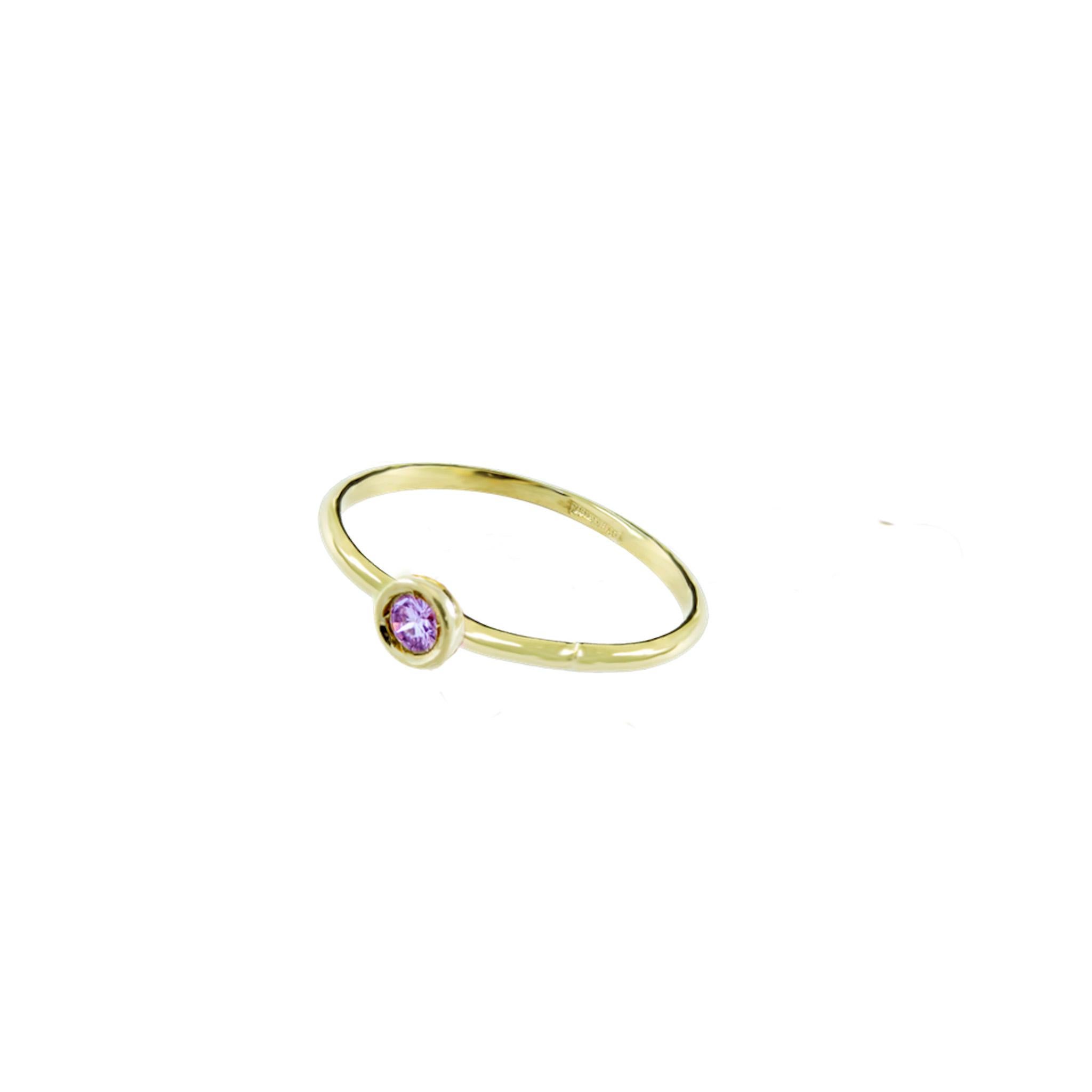 Women's Annellino Italian Fine Jewellery Champagne Diamond Bezel Set 18K Stacking Ring