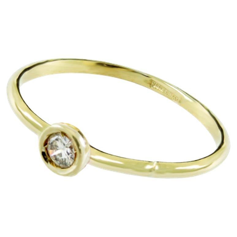 Annellino Italian Fine Jewellery Champagne Diamond Bezel Set 18K Stacking Ring