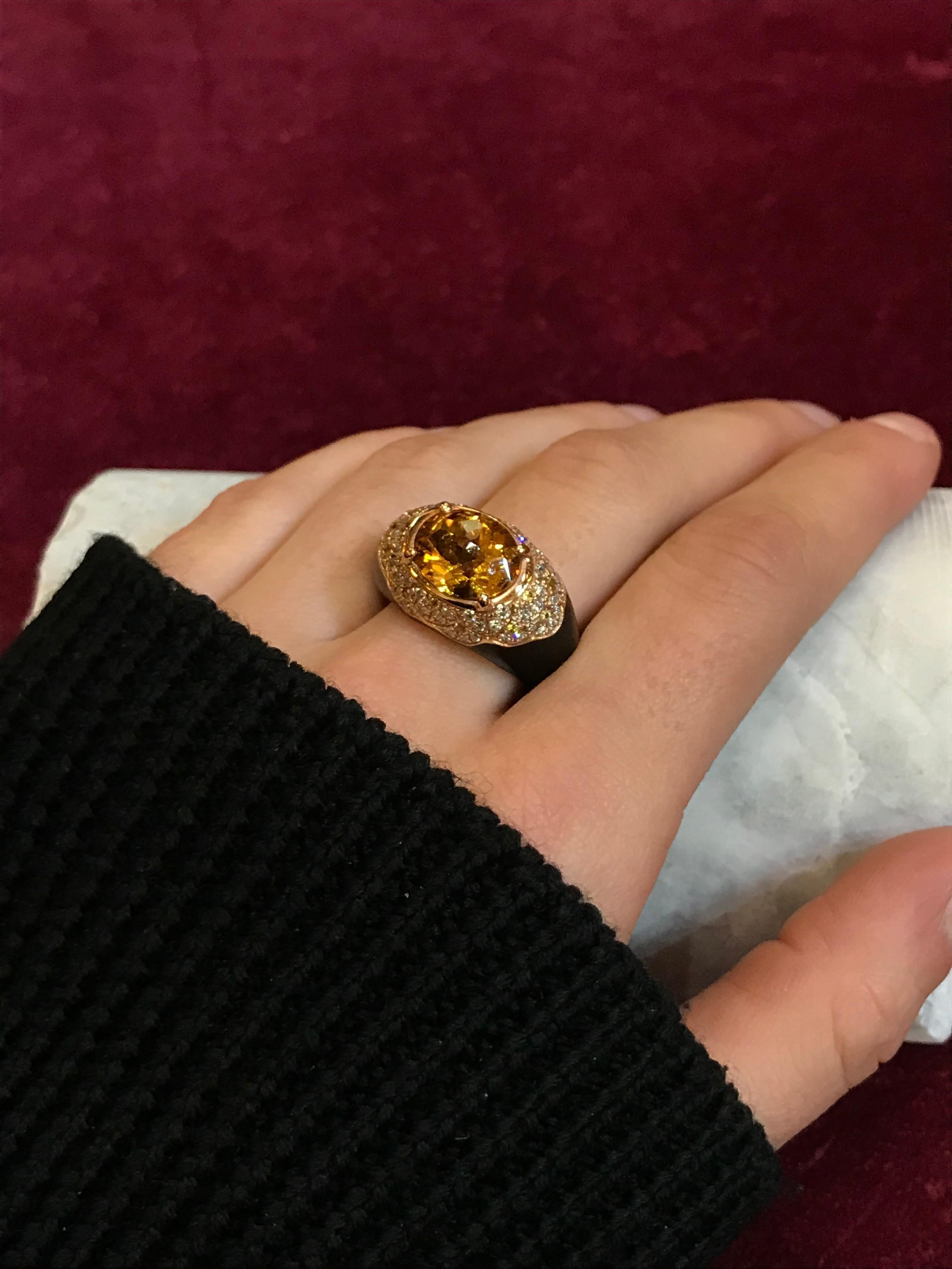 - Handmade in our 150 year old workshop South of Rome, Italy
- 18k Rose Gold 
- 4ct Hand cut Citrine
- 0,80ct White VVS-F Diamonds
- Hand set pave Yellow Sapphires
Video available please message Gabriella (via Contact Seller button) to view.

Hand