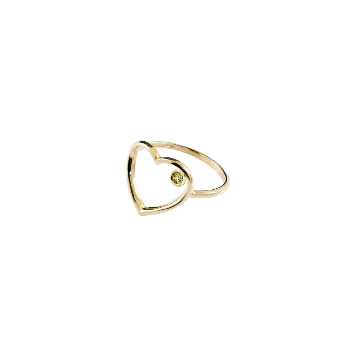 Taille brillant Annellino Italian Fine Jewellery Handmade Heart Bague en or rose 18 carats en vente