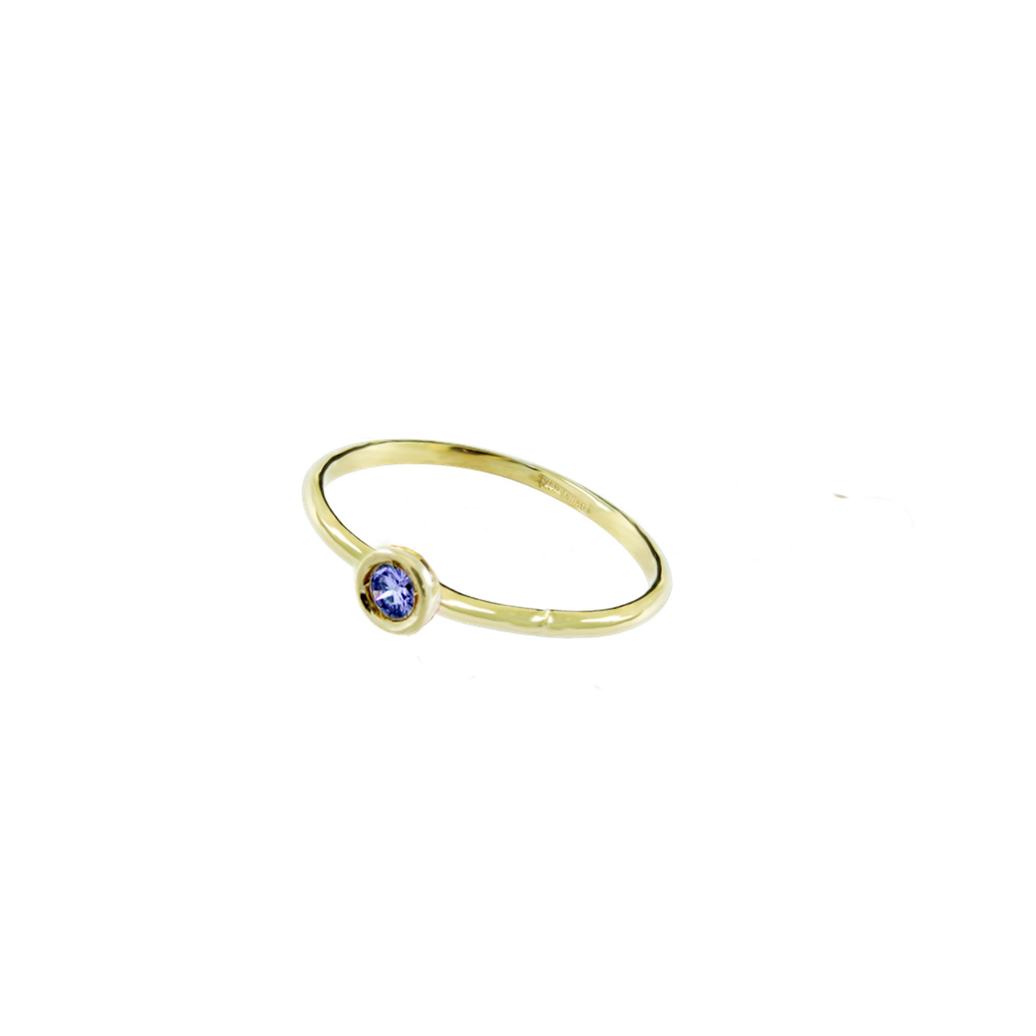 Brilliant Cut Annellino Italian Fine Jewellery Pink Sapphire Bezel Set 18K Stacking Ring For Sale