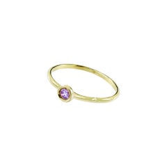 Annellino Italian Fine Jewellery Pink Sapphire Bezel Set 18K Stacking Ring
