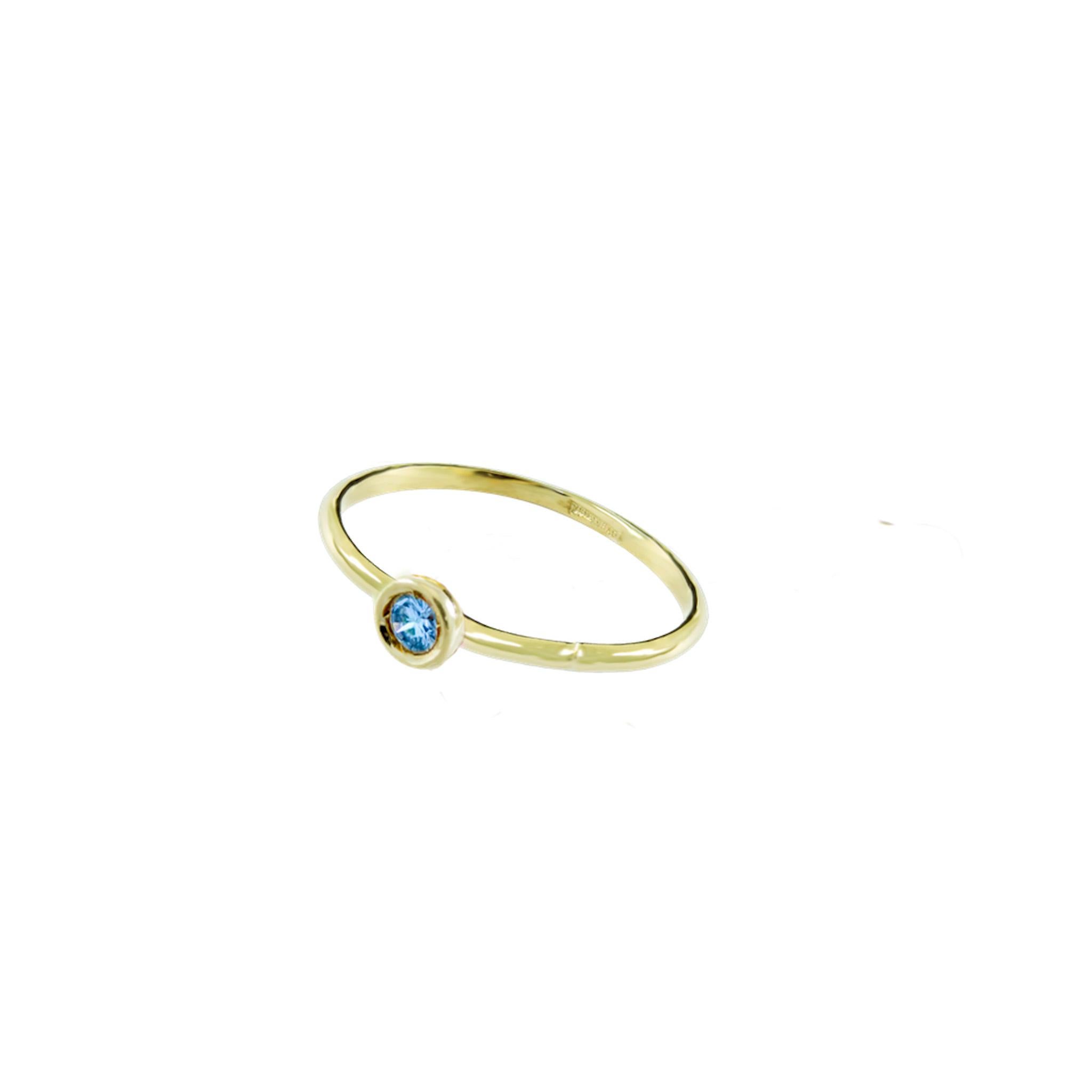 Annellino Italian Fine Jewellery Tanzanite Bezel Set 18kt Stacking Ring In New Condition For Sale In London, GB
