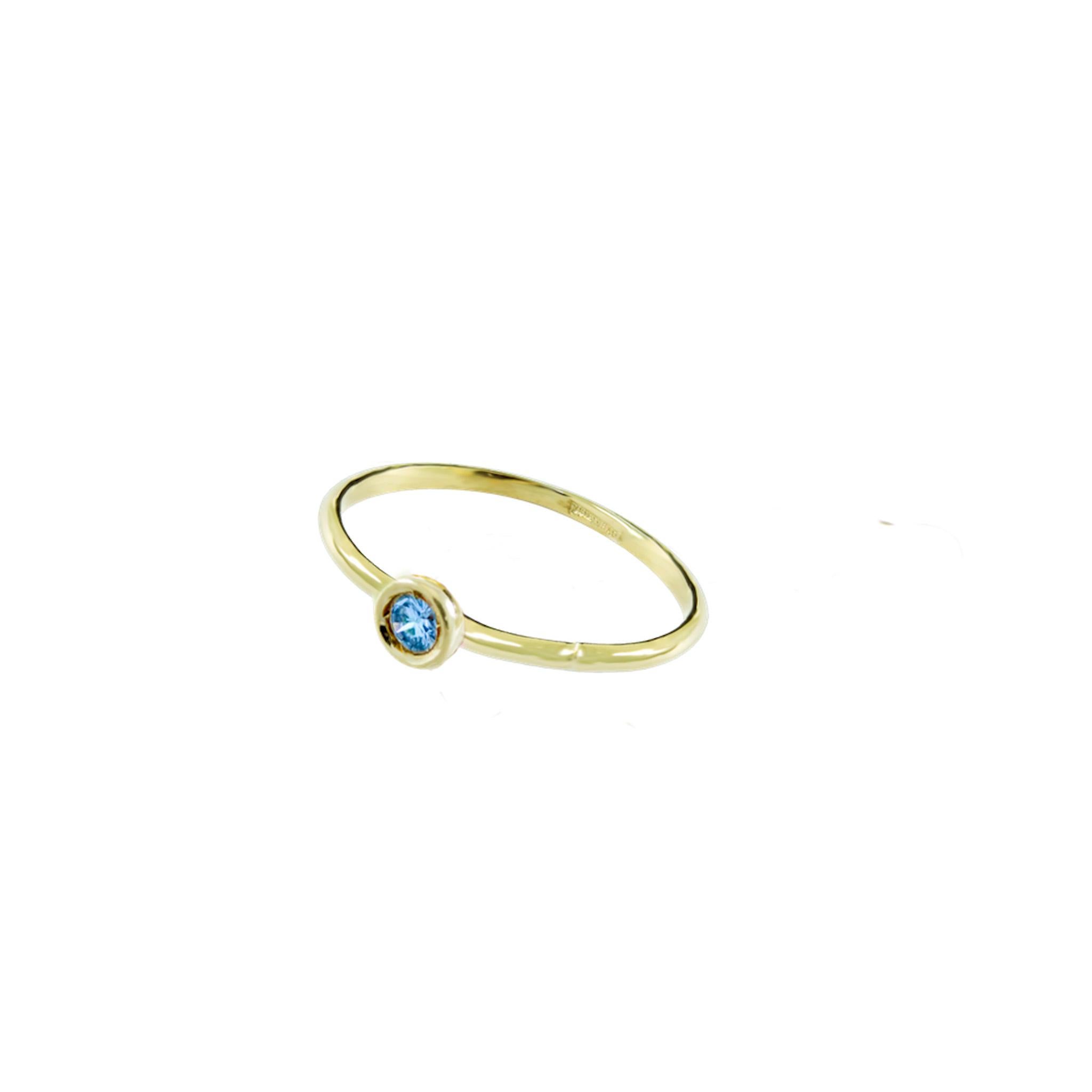 Annellino Italian Fine Jewellery Tanzanite Bezel Set 18K Stacking Ring In New Condition In London, GB