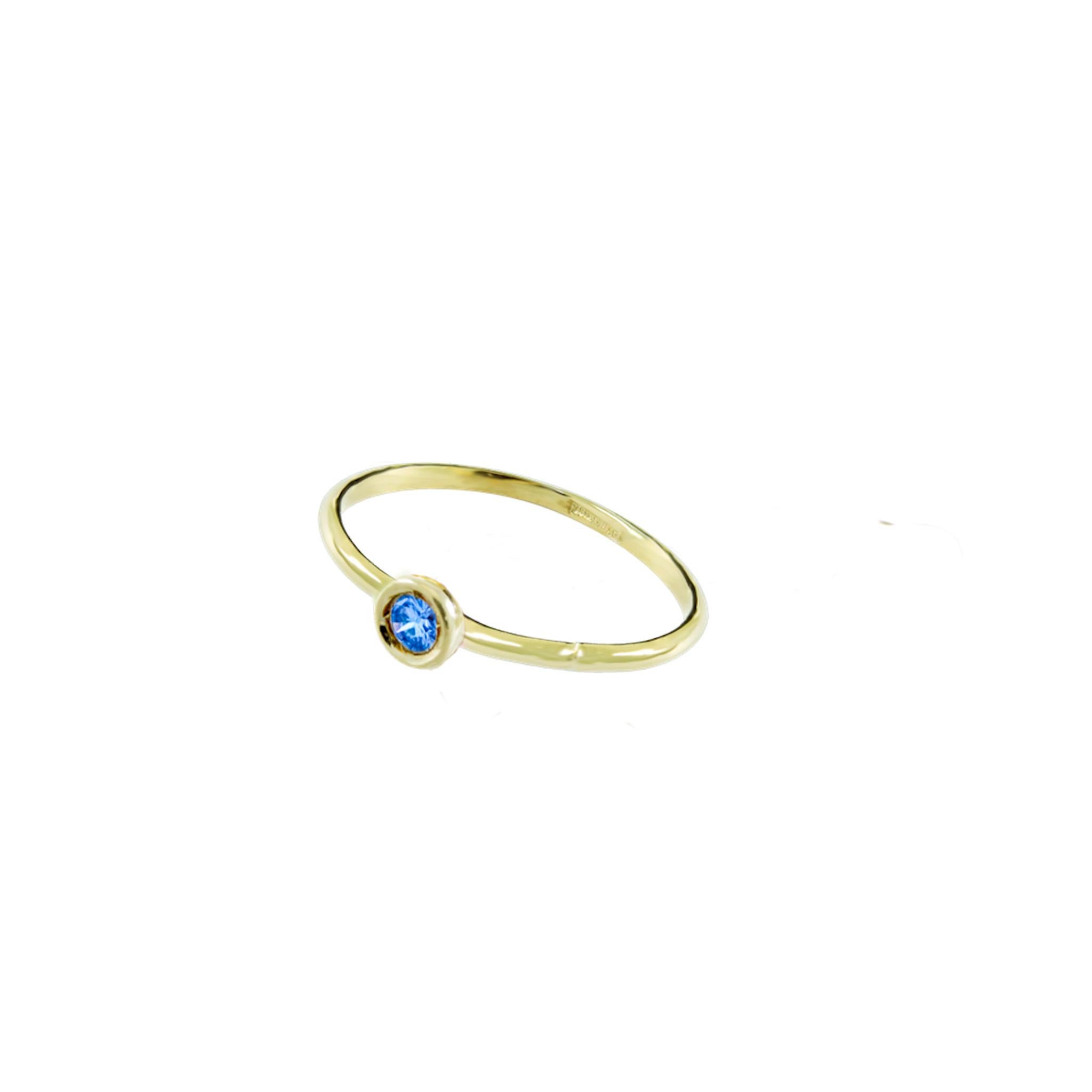 Brilliant Cut Annellino Italian Fine Jewellery Topaz Bezel Set 18K Stacking Ring