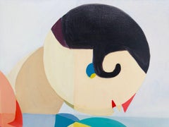 Jugglers by Annemarie Ambrosoli Oil 50x50 cm Figurative Abstract Geometric