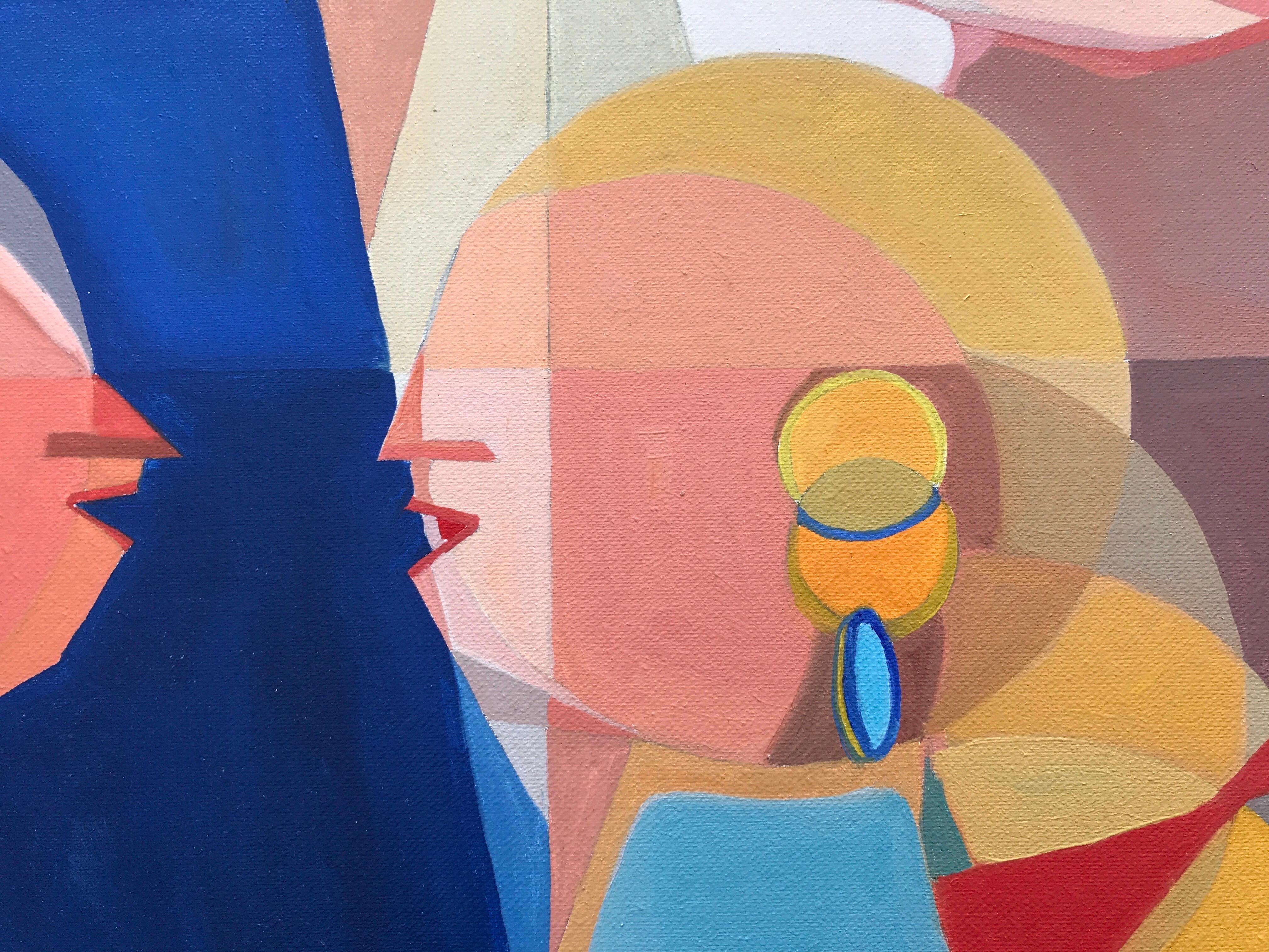 Ladies by Annemarie Ambrosoli, Oil on Canvas, 50x70 cm For Sale 2