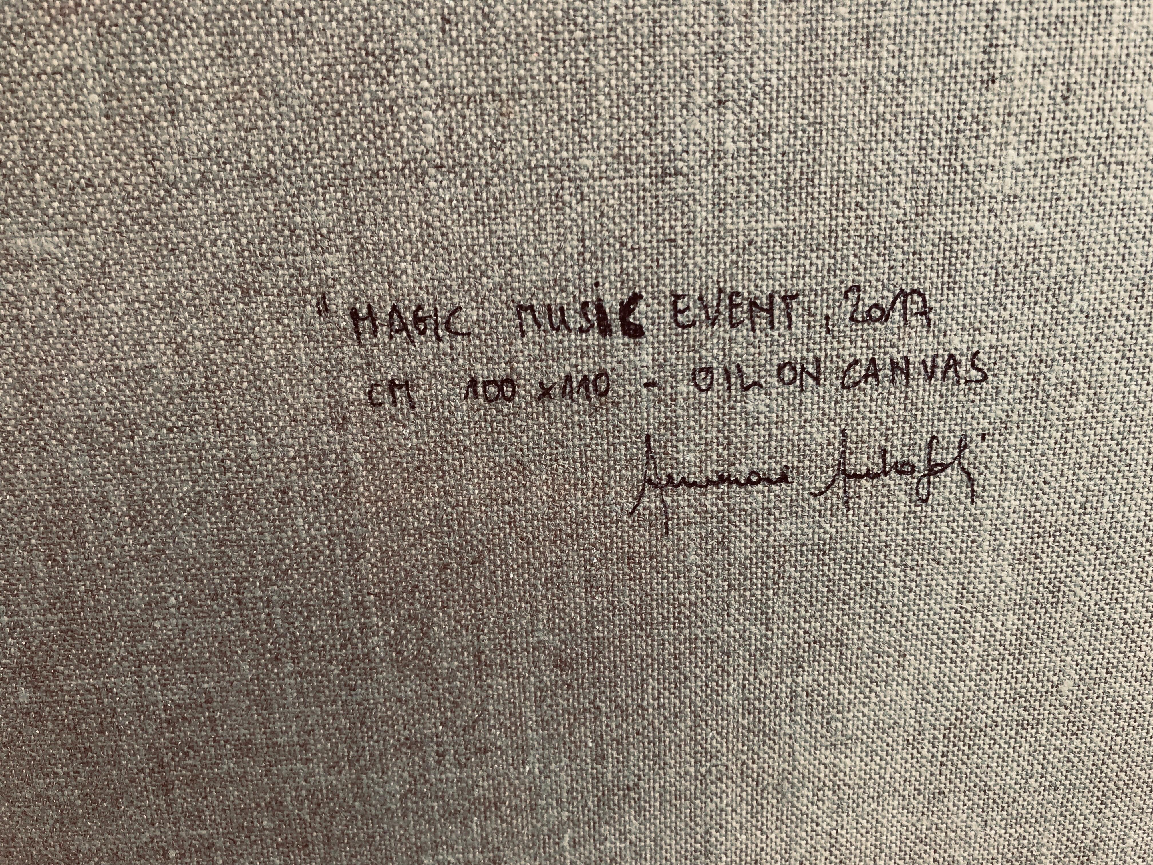 Magic Music Event by Annemarie Ambrosoli  Oil Abstract Figurative Geometric For Sale 9