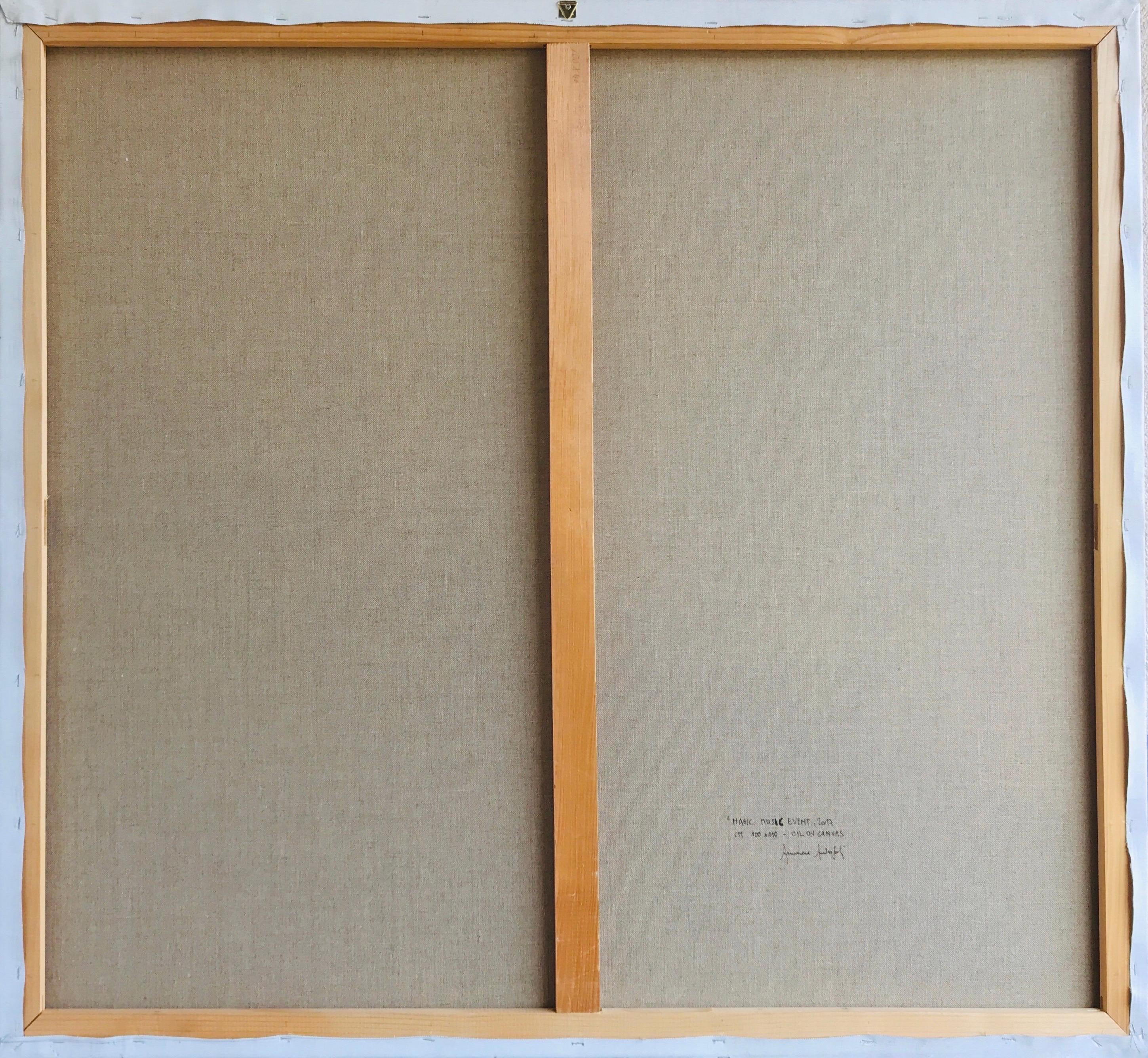 Magic Music Event by Annemarie Ambrosoli  Oil Abstract Figurative Geometric For Sale 10