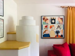 Huile sur toile « Once upon a Time...Visit to a Museum » d'Annemarie Ambrosoli