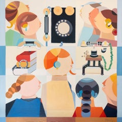 Huile sur toile « Once upon a Time...Visit to a Museum » d'Annemarie Ambrosoli