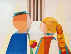 The Apple of Seduction by Annemarie Ambrosoli Oil Abstract Figurative Geometric