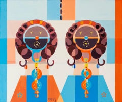 Twins von Annemarie Ambrosoli, Öl auf Leinwand, Abstrakter Expressionismus