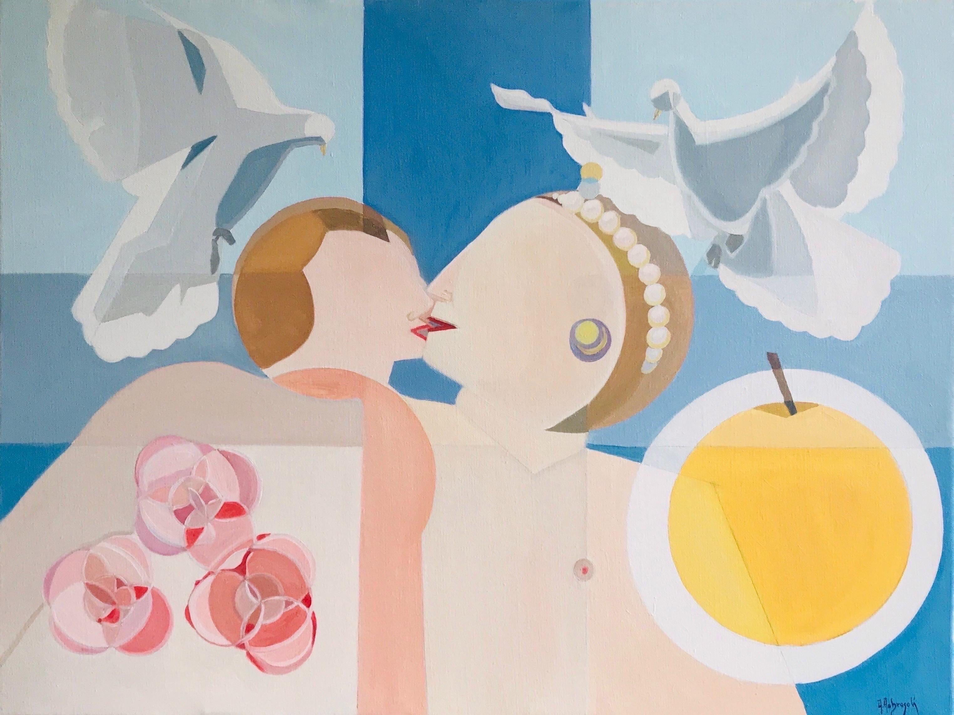 Venus and Amor (2016), oil on canvas stretched over wooden frame, 60x80 cm, by Italian contemporary artist ©Annemarie Ambrosoli (ICA - International Certified Artist)

Hand-signed by the Artist front lower right, dated and signed on verso of the