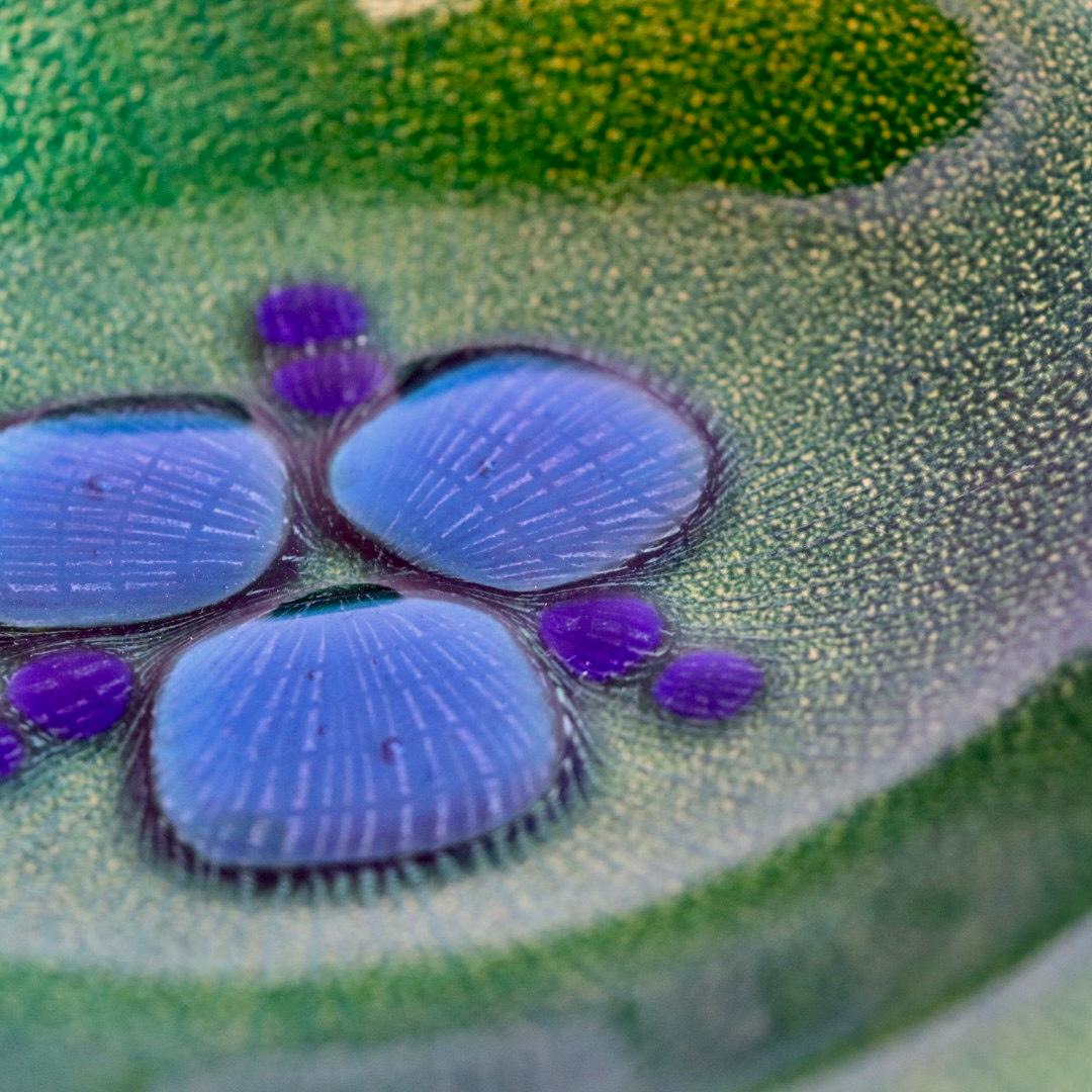 This is a gorgeous bowl by Annemarie Davidson.
An enchanting blue and green enamel and copper dish in a starburst design. This is a charming vide poche, catch-all dish for your keys and little things. Emptying your pockets will never be as joyful