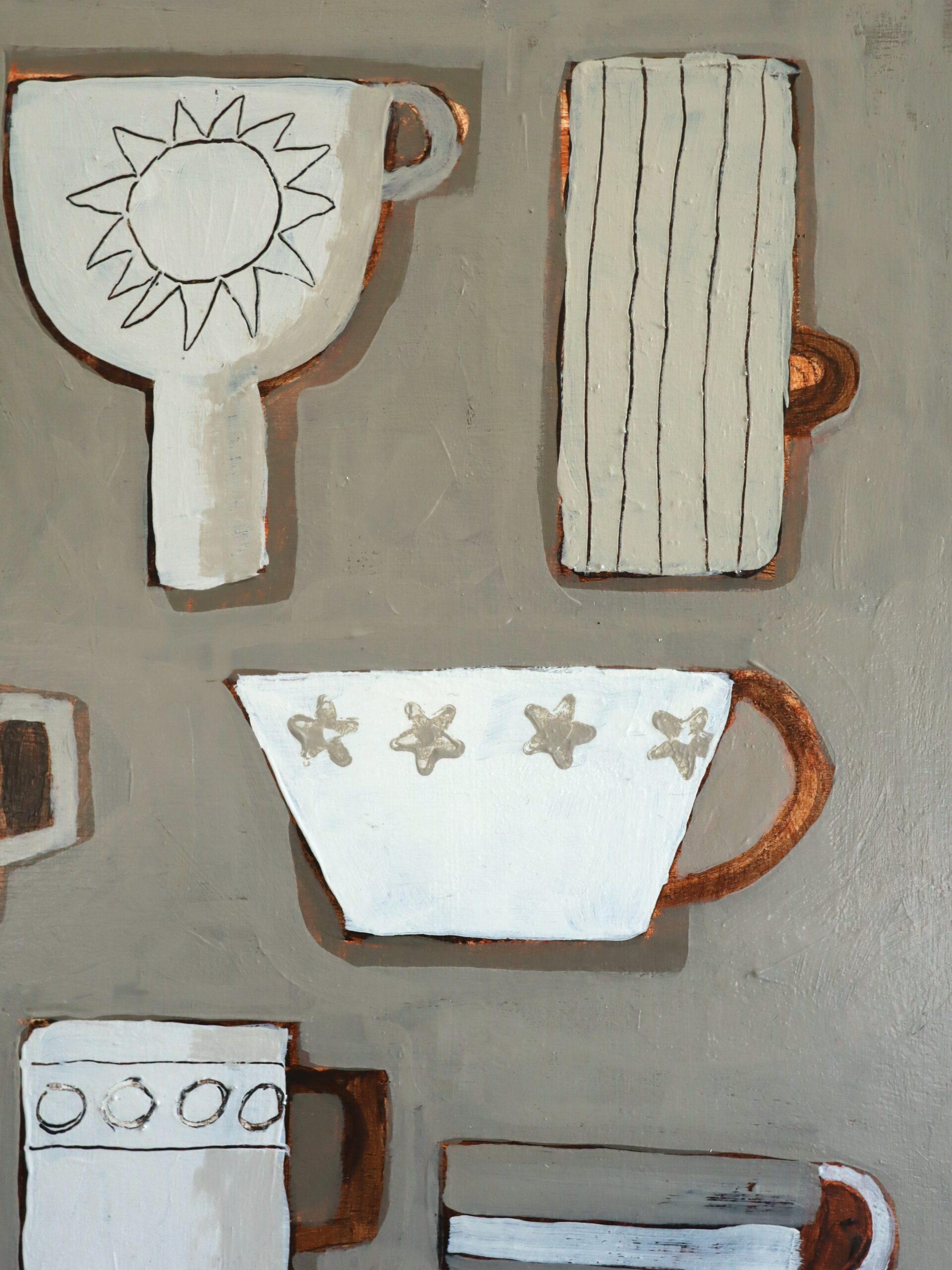 2025 Contemporary Mini British Still Life Acrylgemälde - Cup Collective im Angebot 5