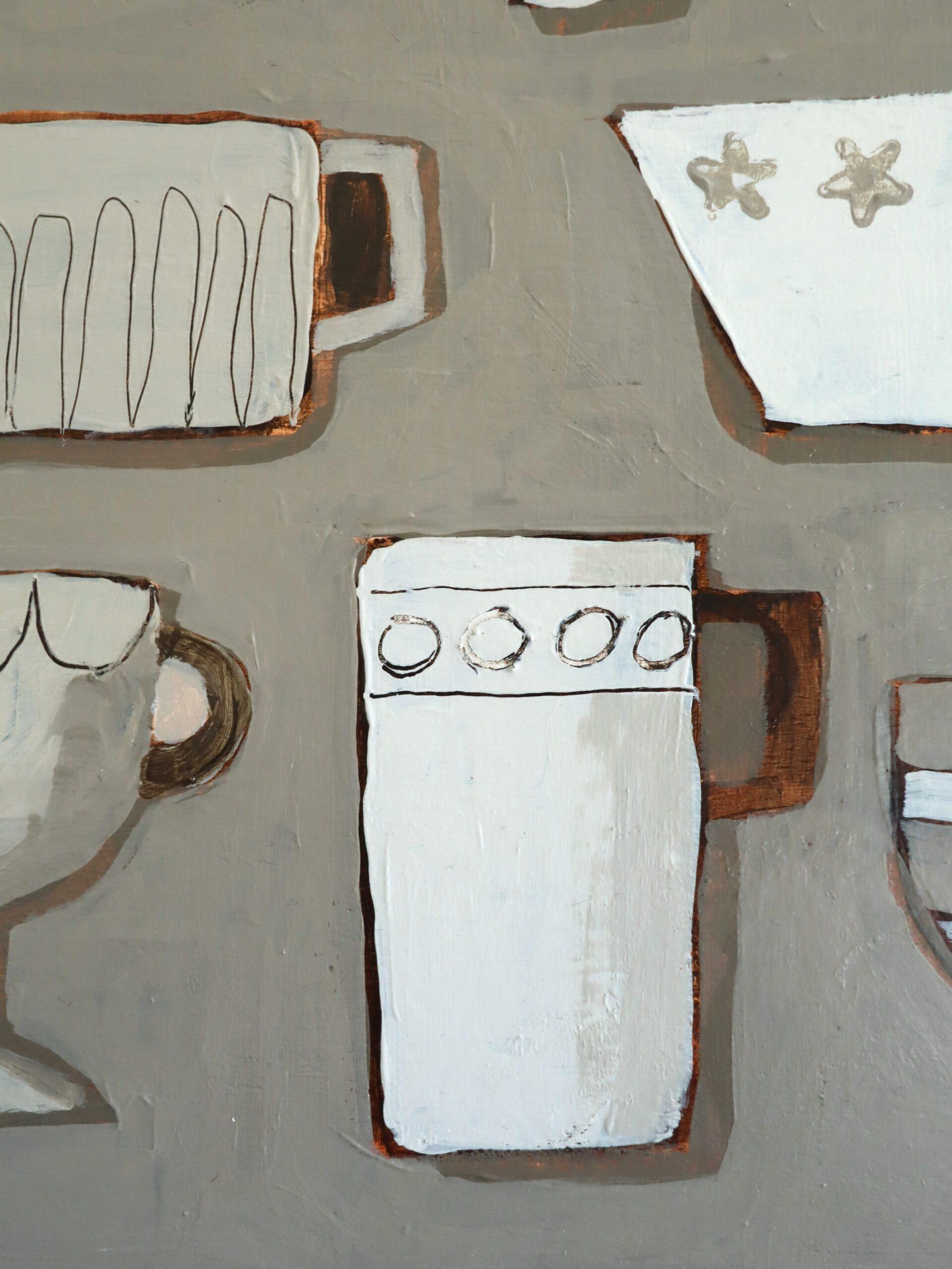 2025 Contemporary Mini British Still Life Acrylgemälde - Cup Collective im Angebot 6