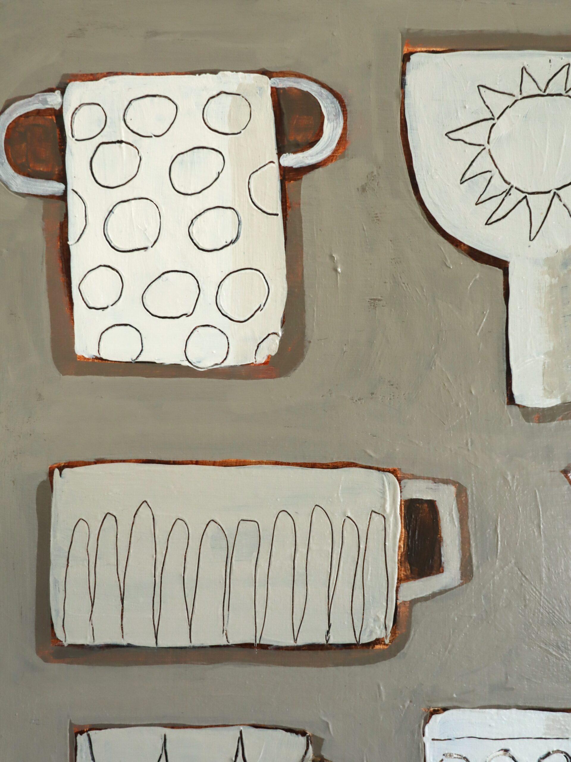 2025 Contemporary Mini British Still Life Acrylgemälde - Cup Collective im Angebot 4