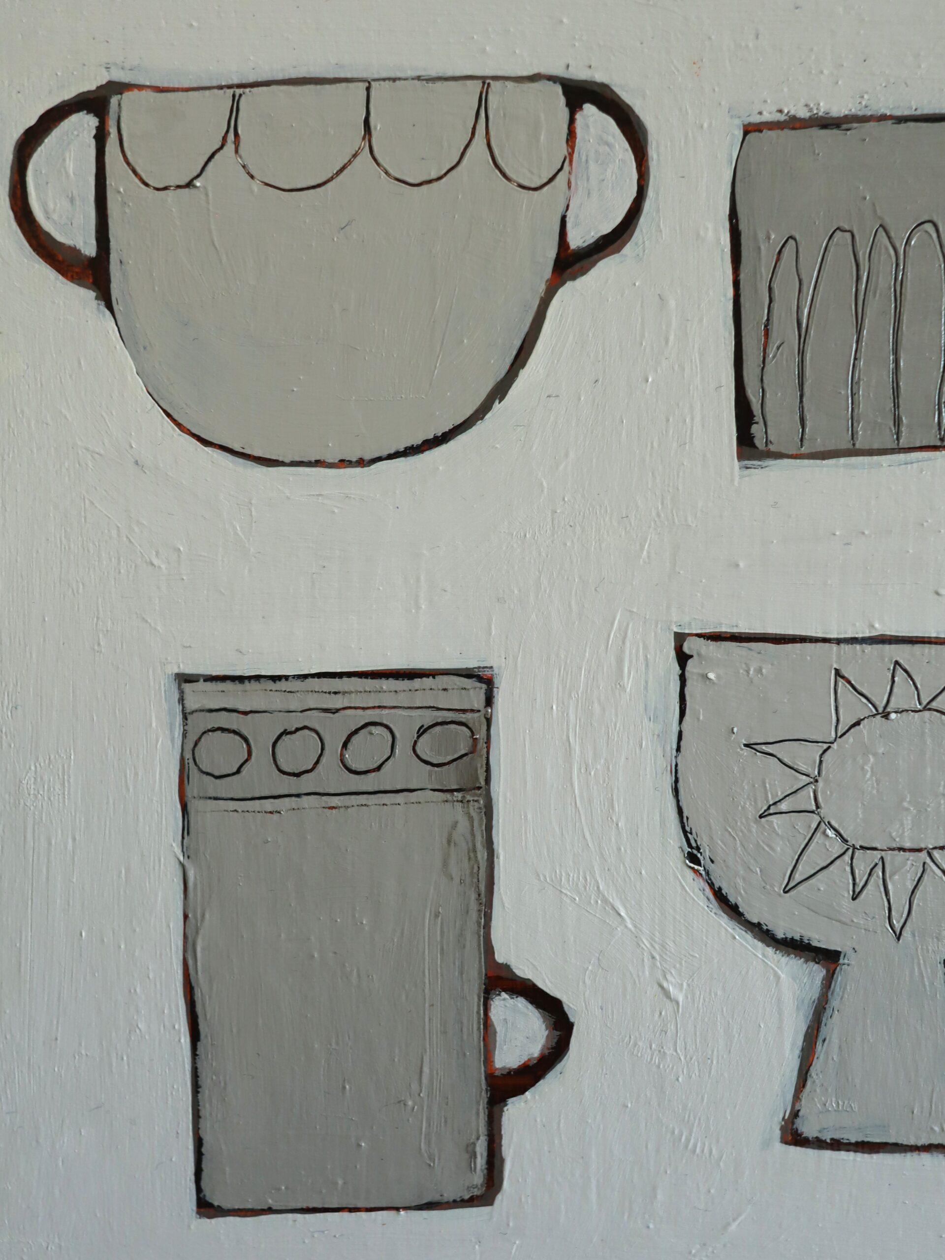 2025 Zeitgenössisches britisches Original-Stillleben-Acrylgemälde - Limitierte Tassen im Angebot 5