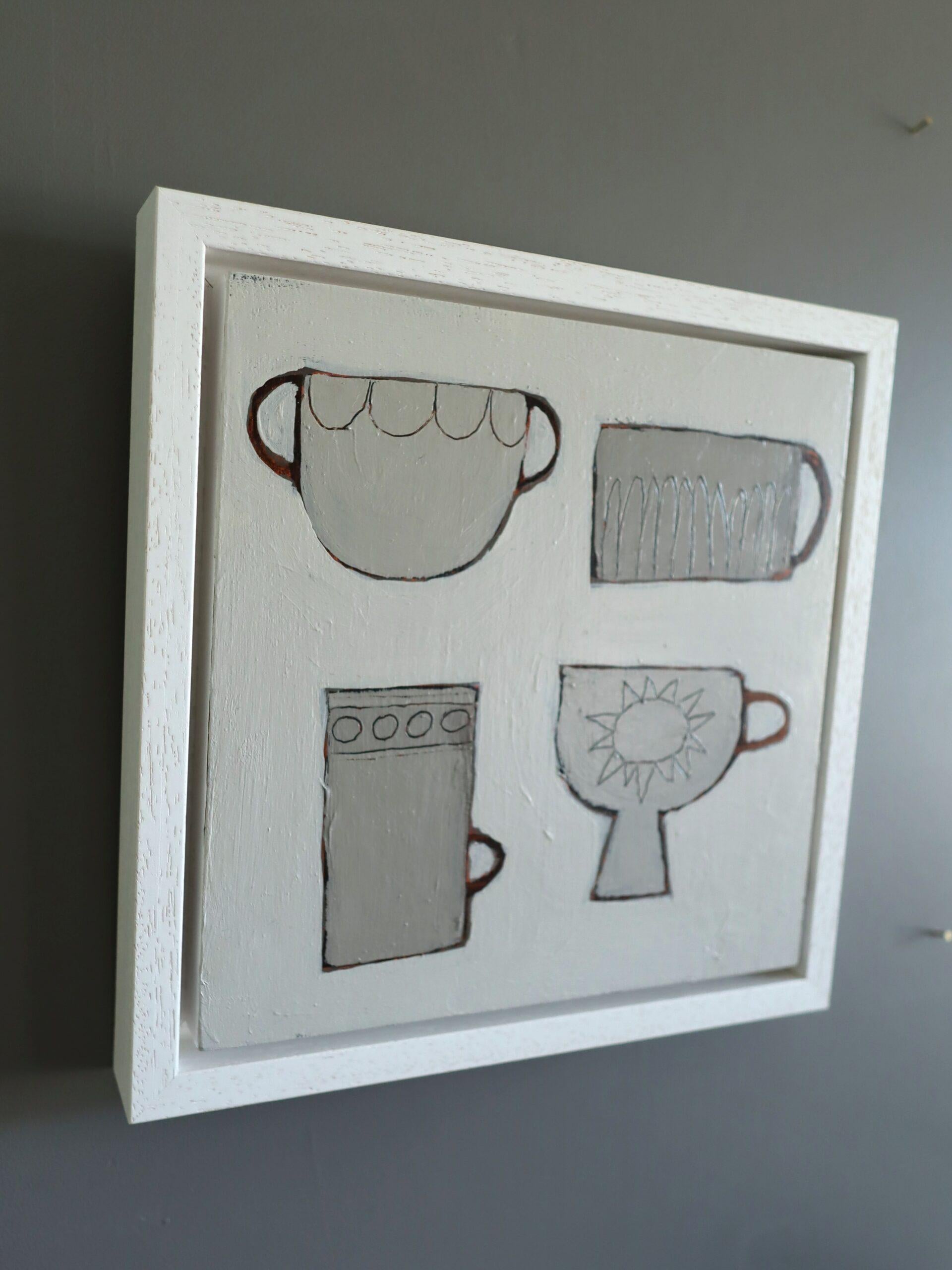 2025 Zeitgenössisches britisches Original-Stillleben-Acrylgemälde - Limitierte Tassen im Angebot 1