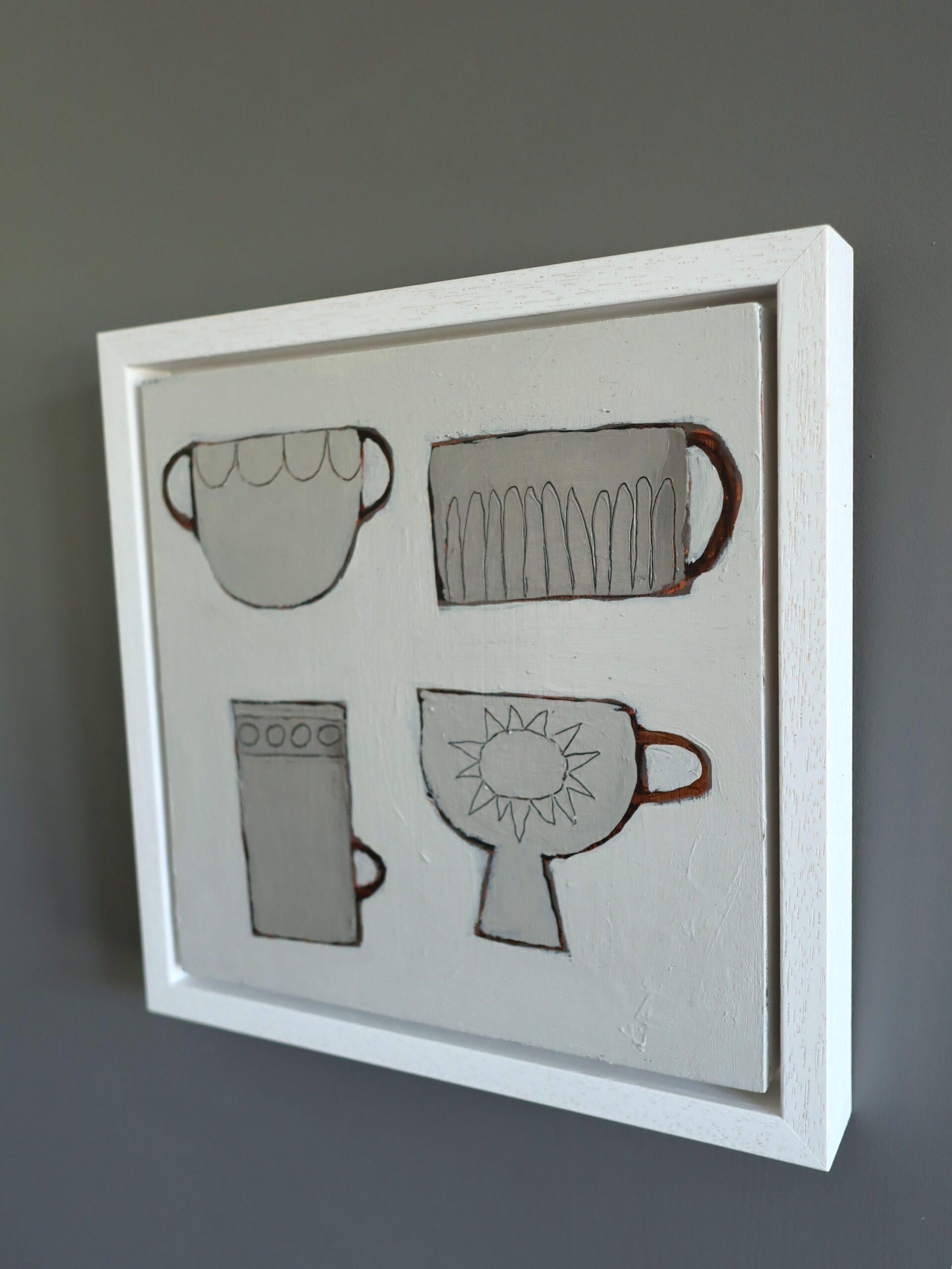 2025 Zeitgenössisches britisches Original-Stillleben-Acrylgemälde - Limitierte Tassen im Angebot 2