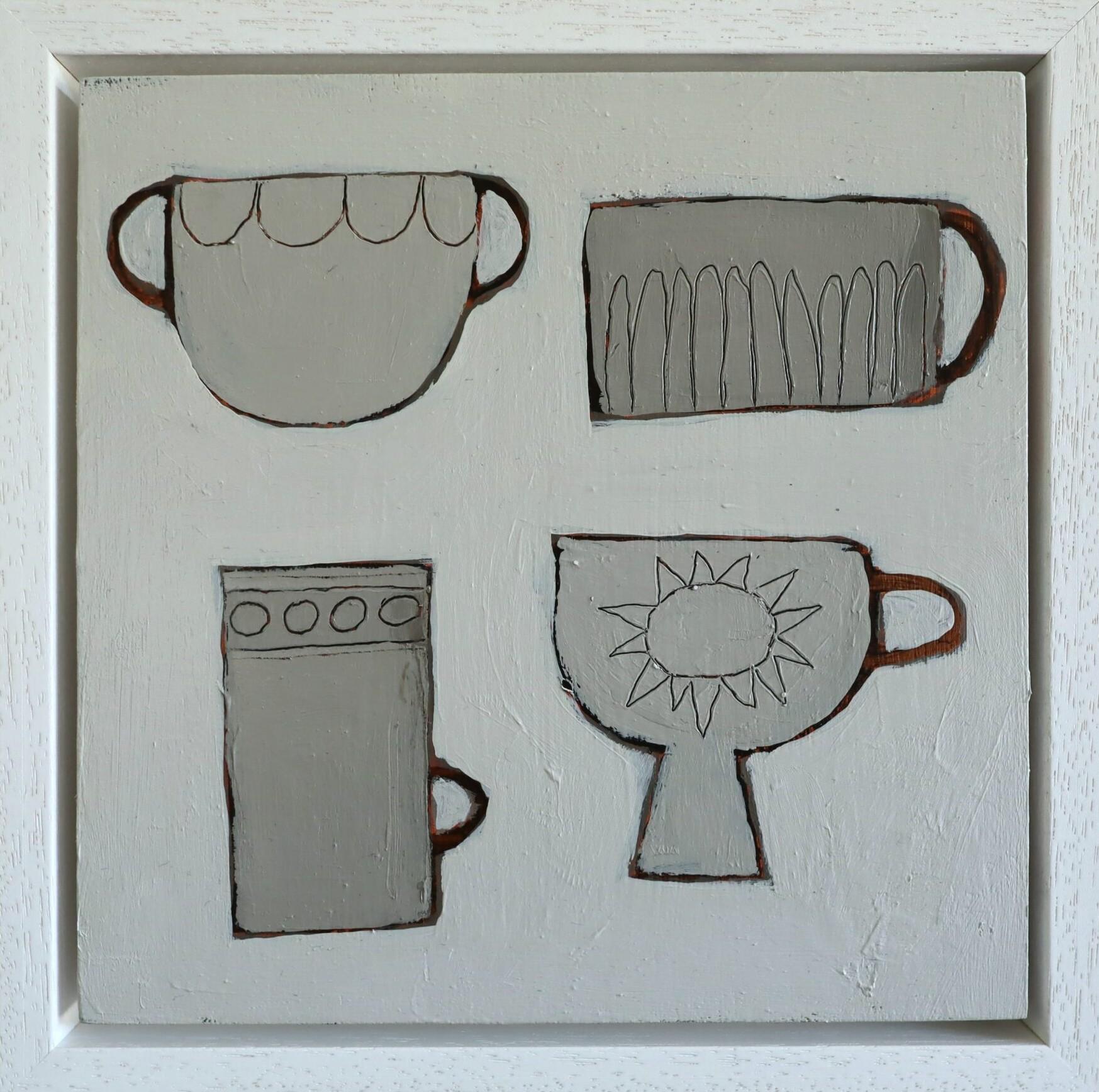 2025 Contemporary Original British Still Life Acrylic Painting - Limited Cups