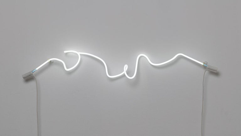 Annesta Le Abstract Sculpture - "Shimmy" Neon light glass sculpture Minimal Soft White bright Brooklyn New York
