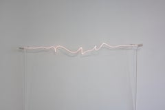 'Transmission', neon light subtle pink peach white soft glass wall hanging