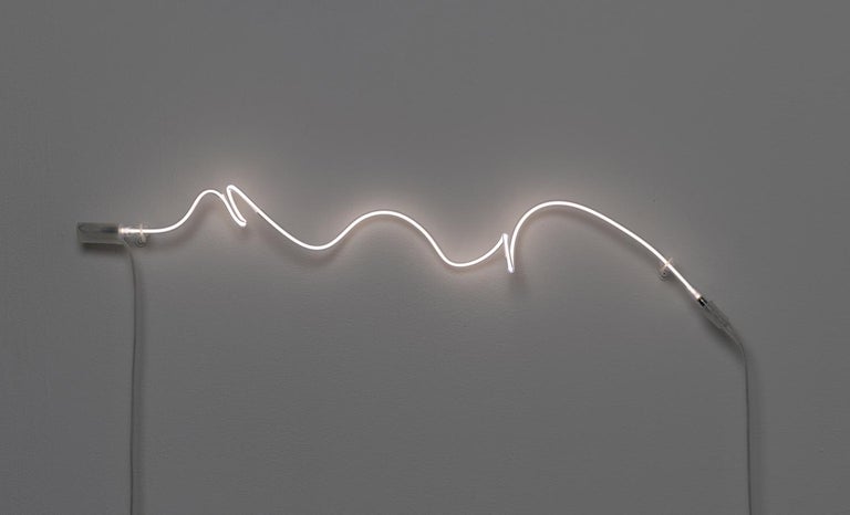 Annesta Le Abstract Sculpture - "Untitled" Neon light glass sculpture Minimalist Soft Cool White bright Curve