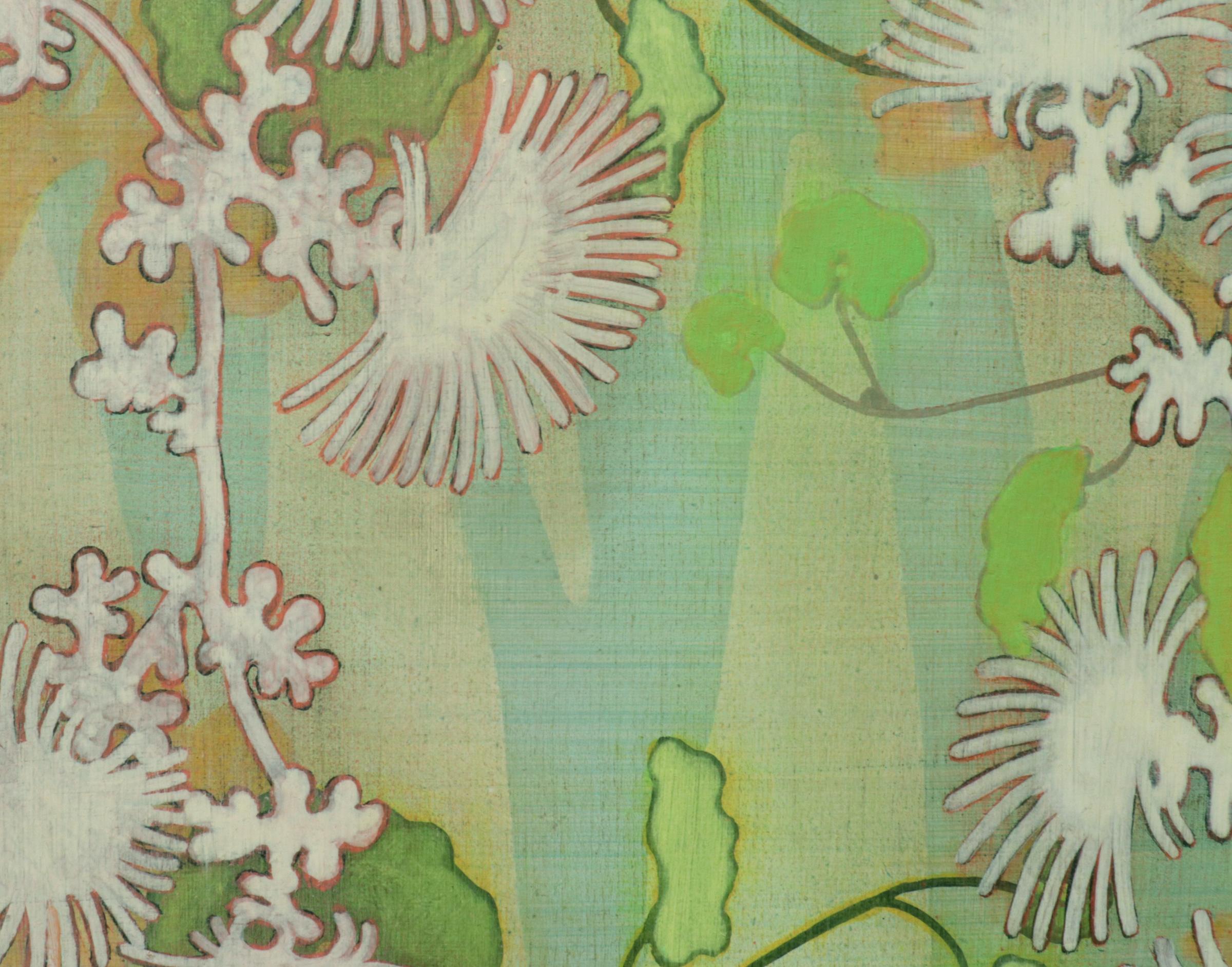 #17-08 - Abstract Floral Painting / Green / Nature Inspired For Sale 1