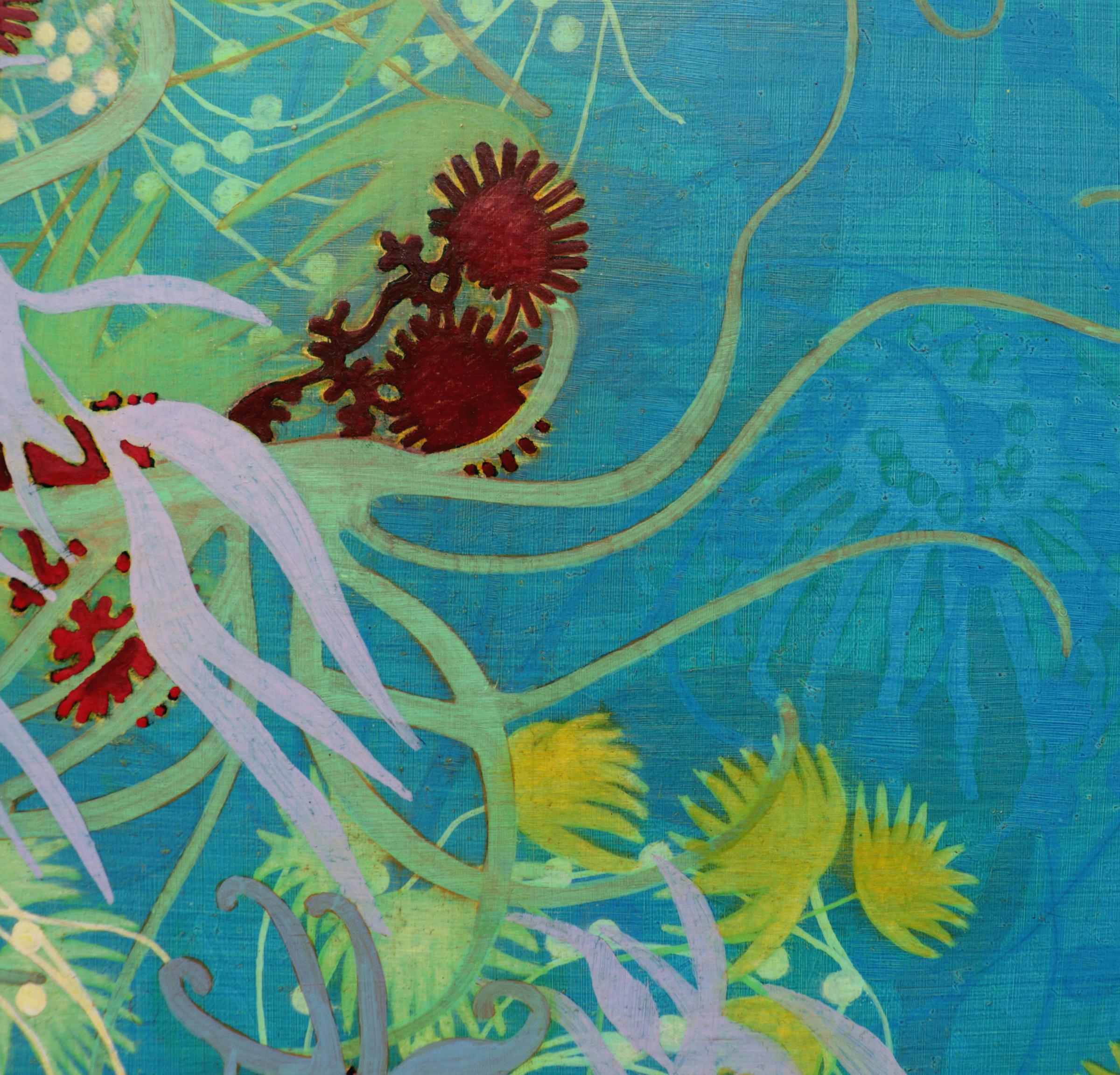 #21-04, lebhafte Farben – abstraktes geblümtes Gemälde (Braun), Abstract Painting, von Annette Davidek