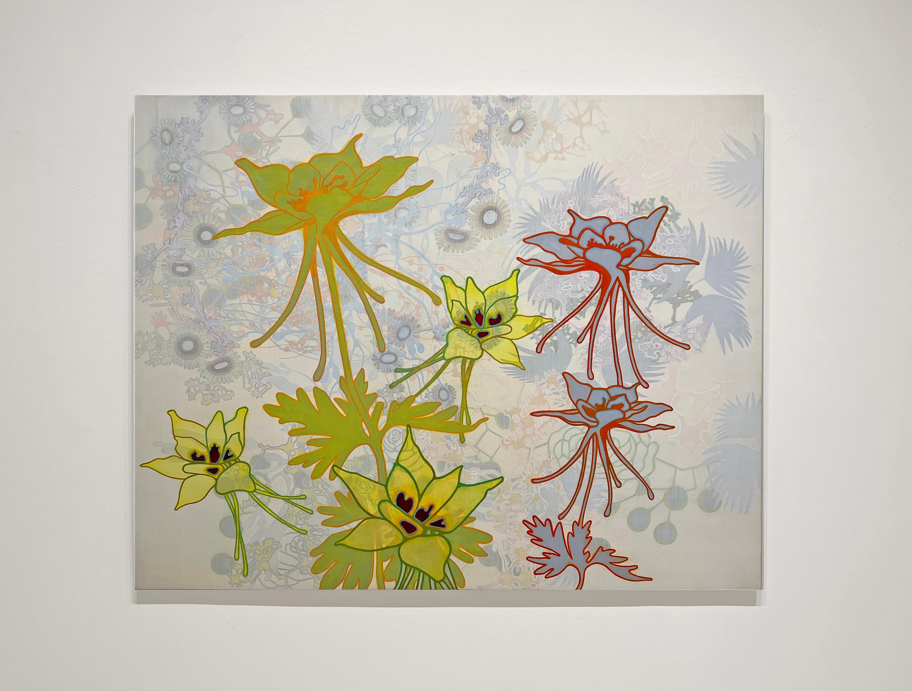 #22-14 - Peinture florale abstraite aux couleurs Vivid - Contemporain Painting par Annette Davidek