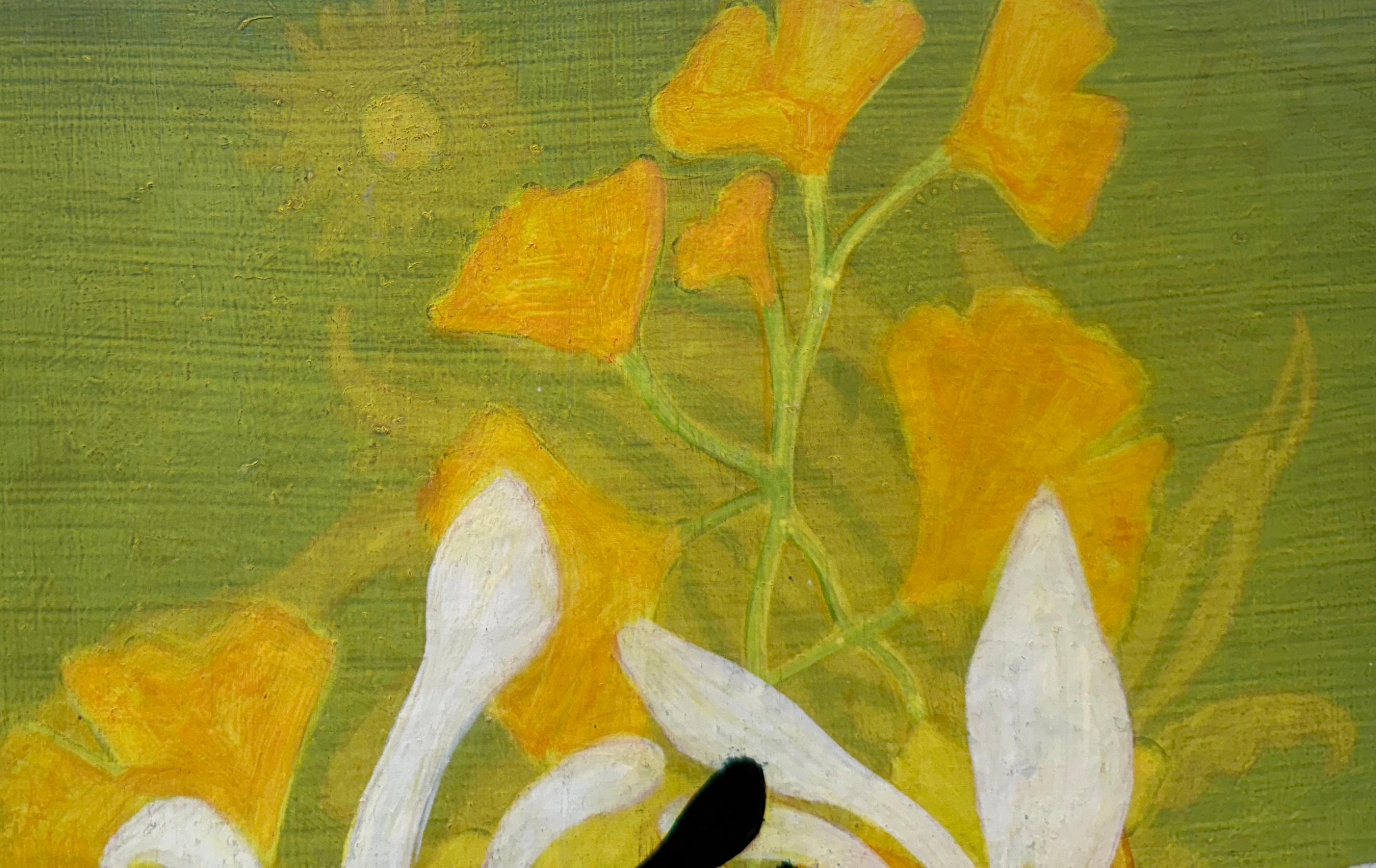 #25-01 - Abstract, Floral - Brown Abstract Painting by Annette Davidek