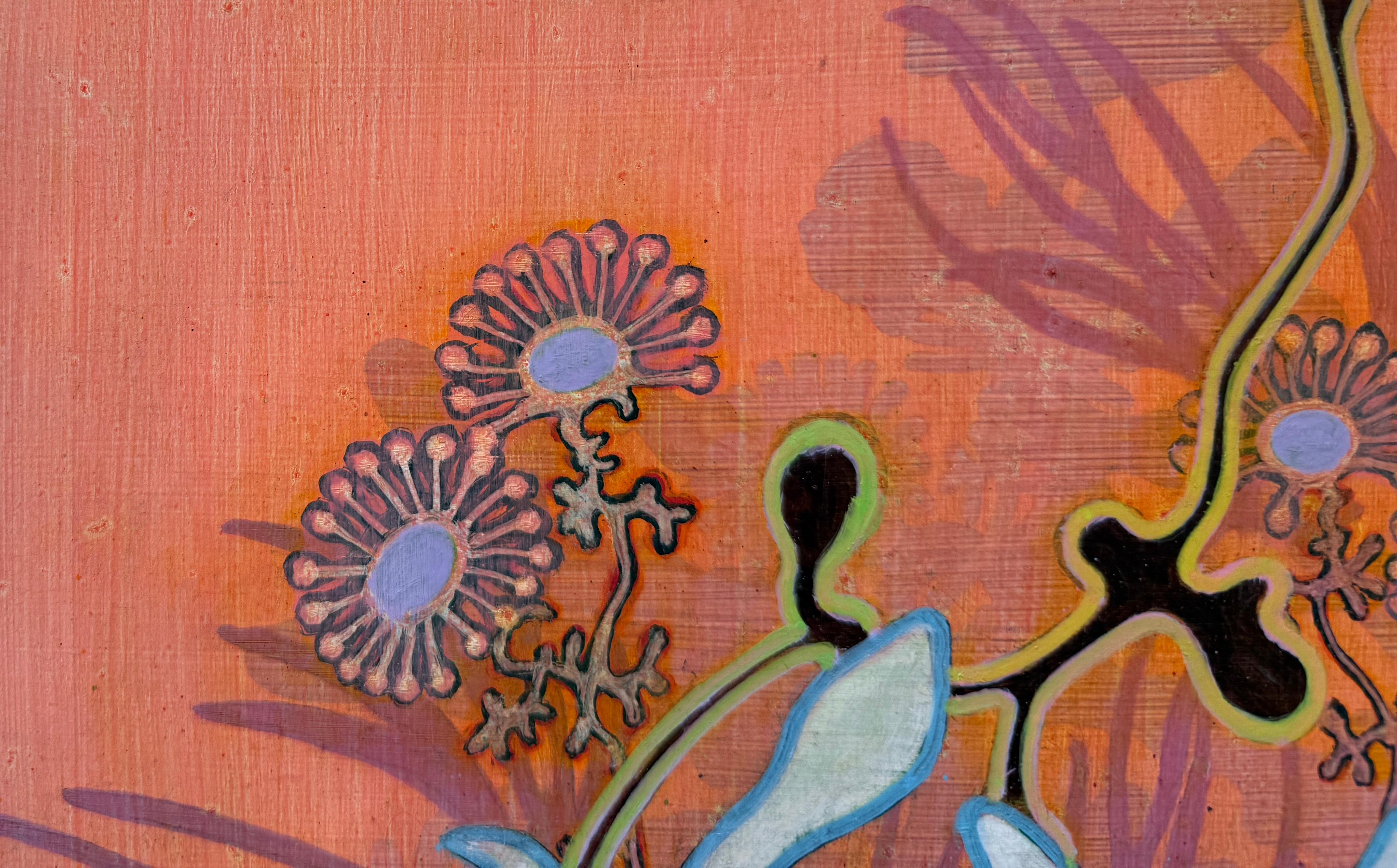 #25-02 - Floreale, astratto, colorato - Still-Life Painting Marrone di Annette Davidek