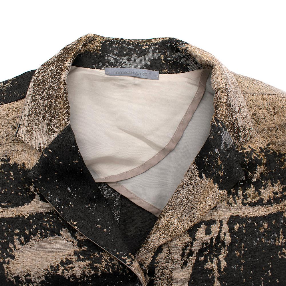 Annette Gortz Beige & Grey Print  Oversized Belted Coat - Size XL In Excellent Condition In London, GB
