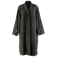 Annette Gortz Green Camo Print Brocade Coat - Size S