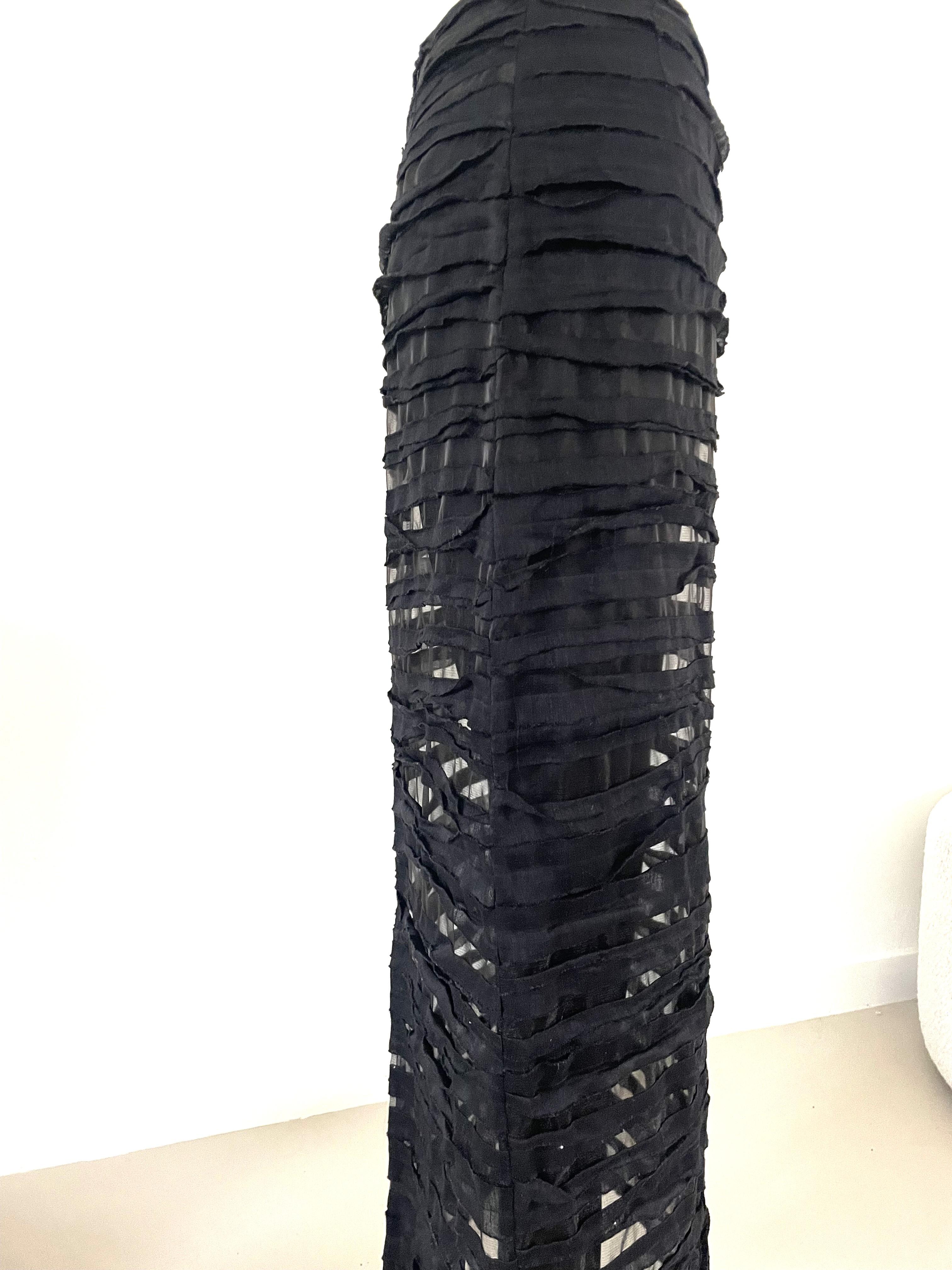 Noir Annette Görtz Vintage Black Long Evening Skirt with Layers en vente