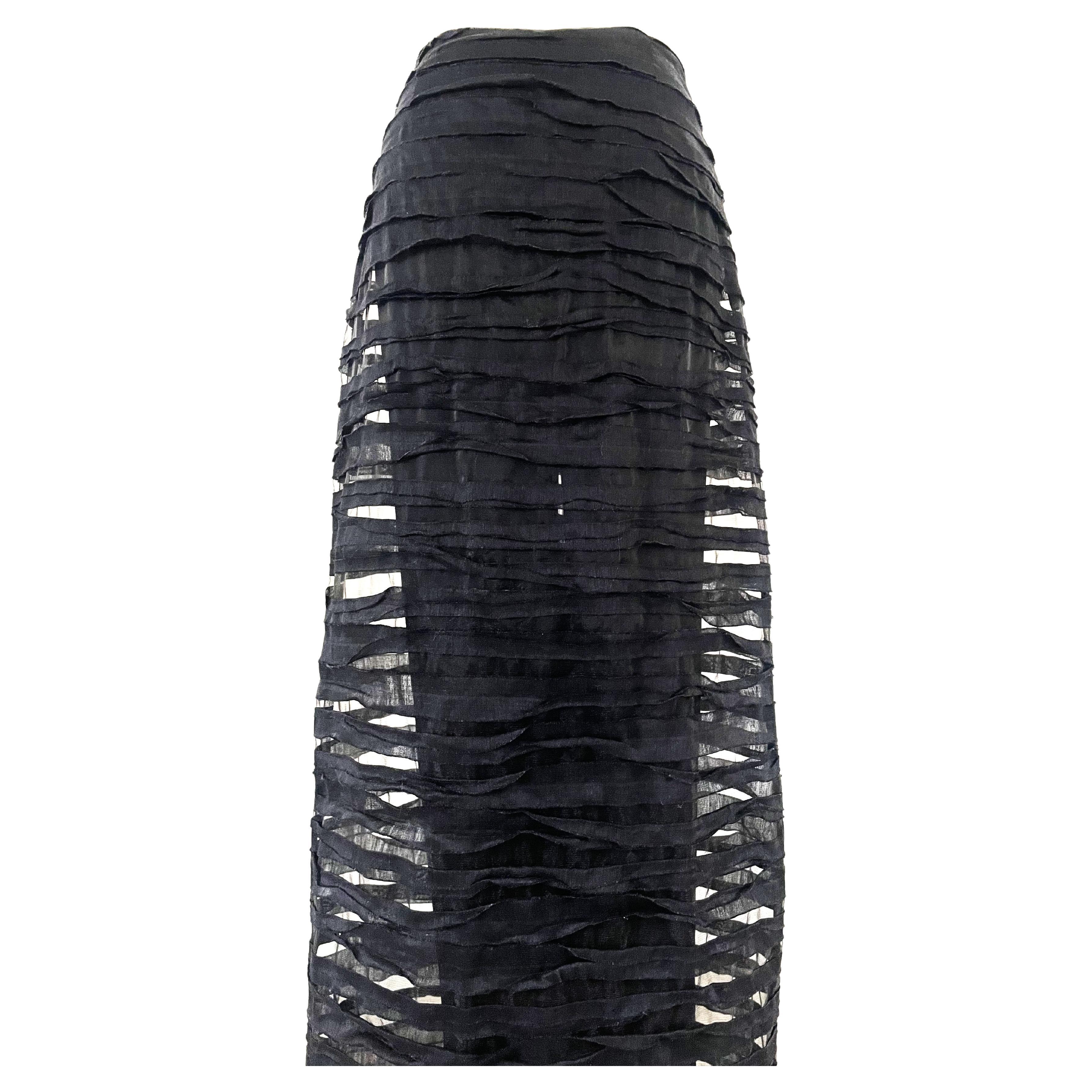 Annette Görtz Vintage Black Long Evening Skirt with Layers en vente