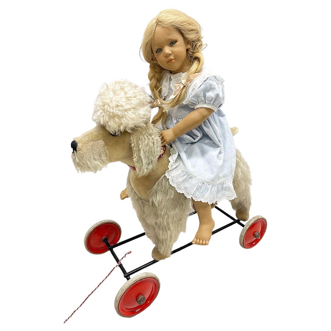 Annette Himstedt Doll Jule 1992/1993 and Steiff ride-on pull Poodle For Sale 1
