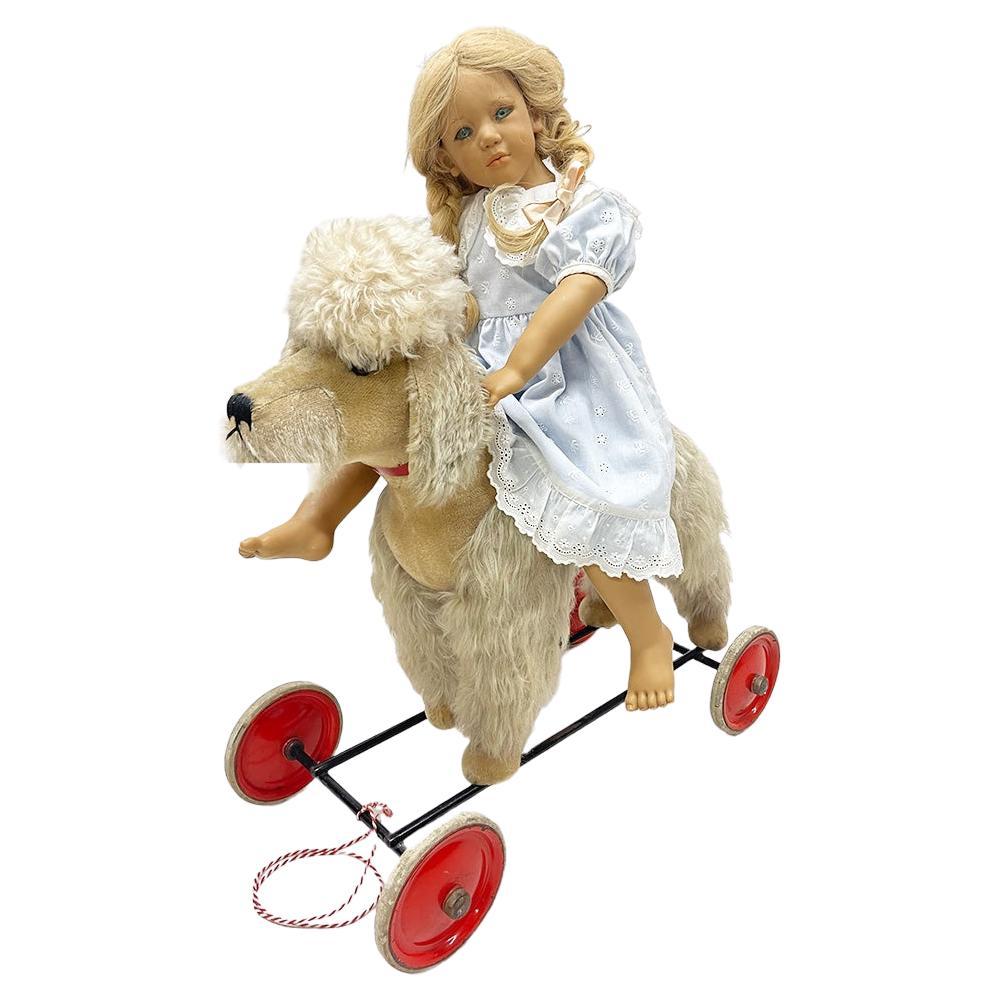 Annette Himstedt Doll Jule 1992/1993 and Steiff ride-on pull Poodle For Sale