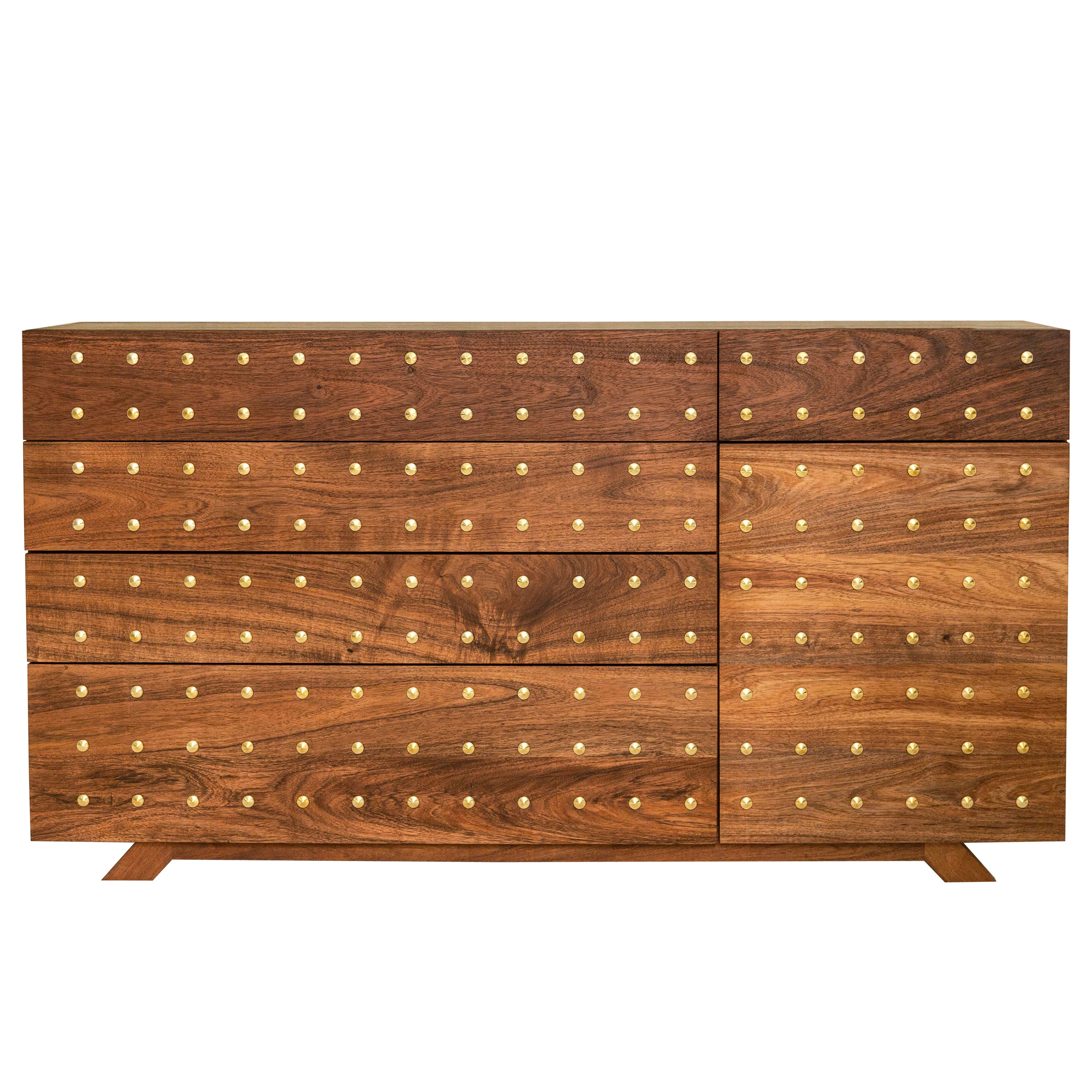 Annette Storage Cabinet Hand Made in Tzalam Wood and Brass Buttons by Tana Karei For Sale