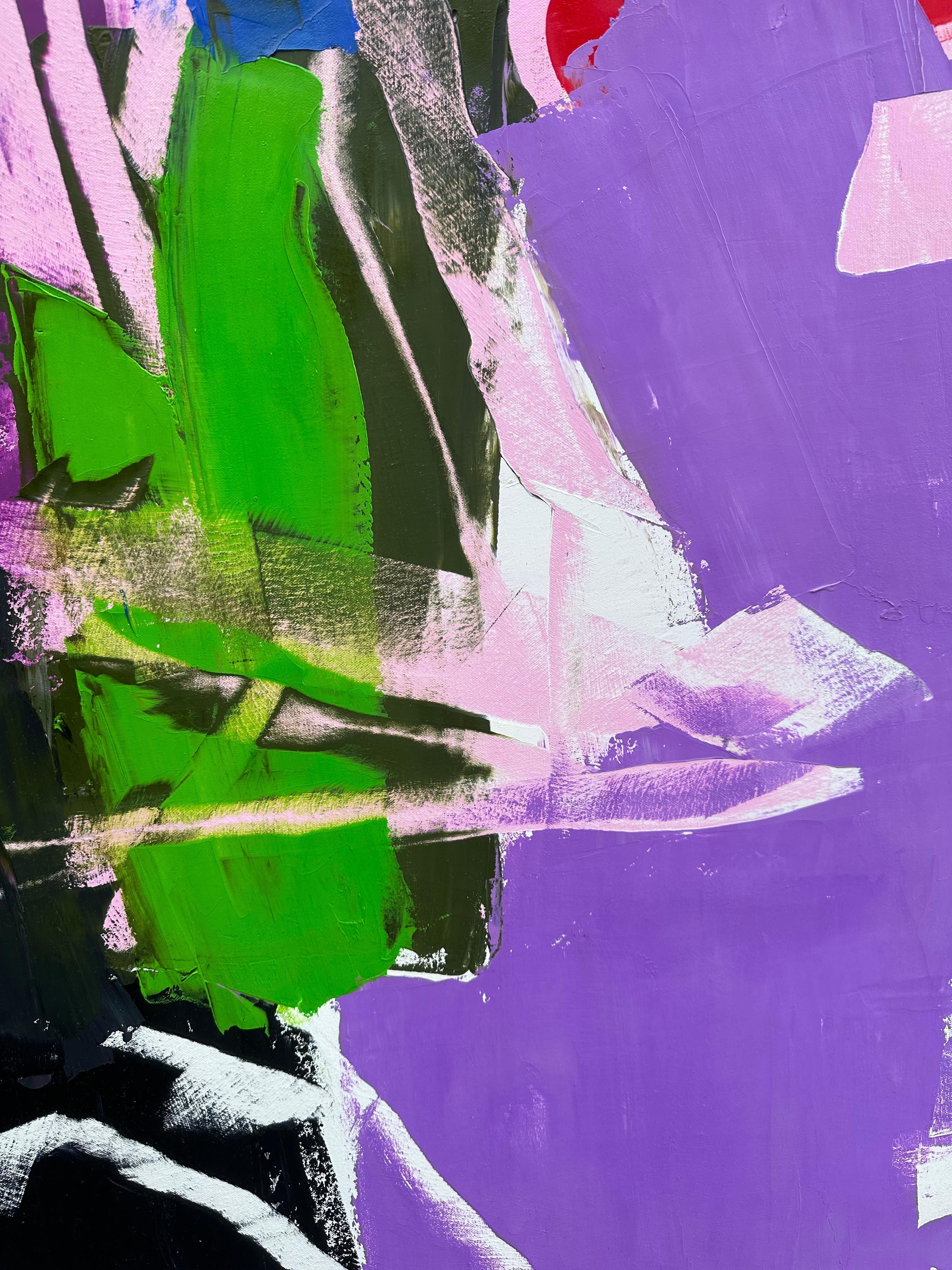 Lafayette Street: Pittura ad olio astratta contemporanea - Abstract Painting Grigio di Annette Werndl