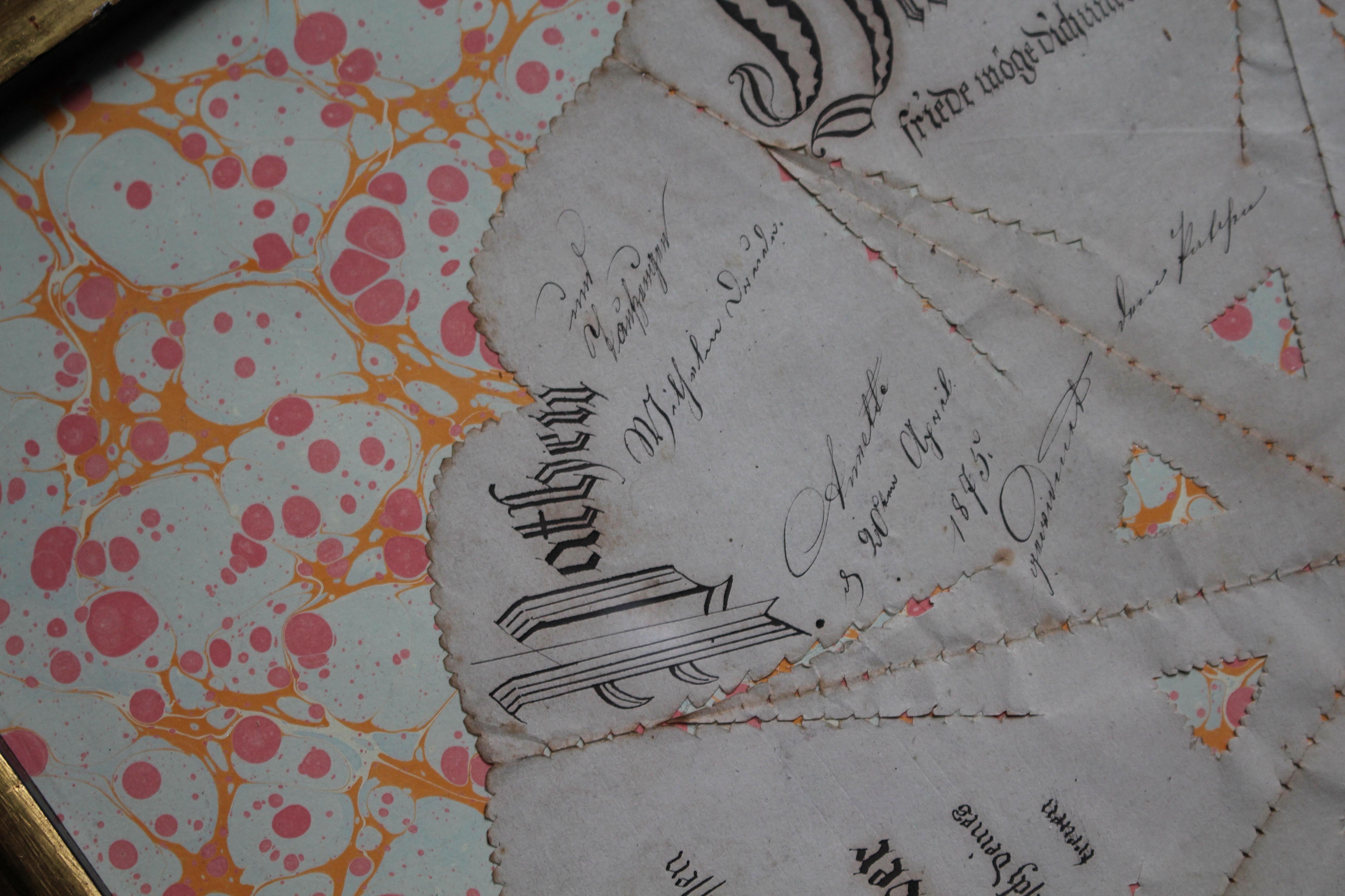 19th Century Annette's 1875 Cut Paper German Valentine Fortune Teller/Wishing Wheel