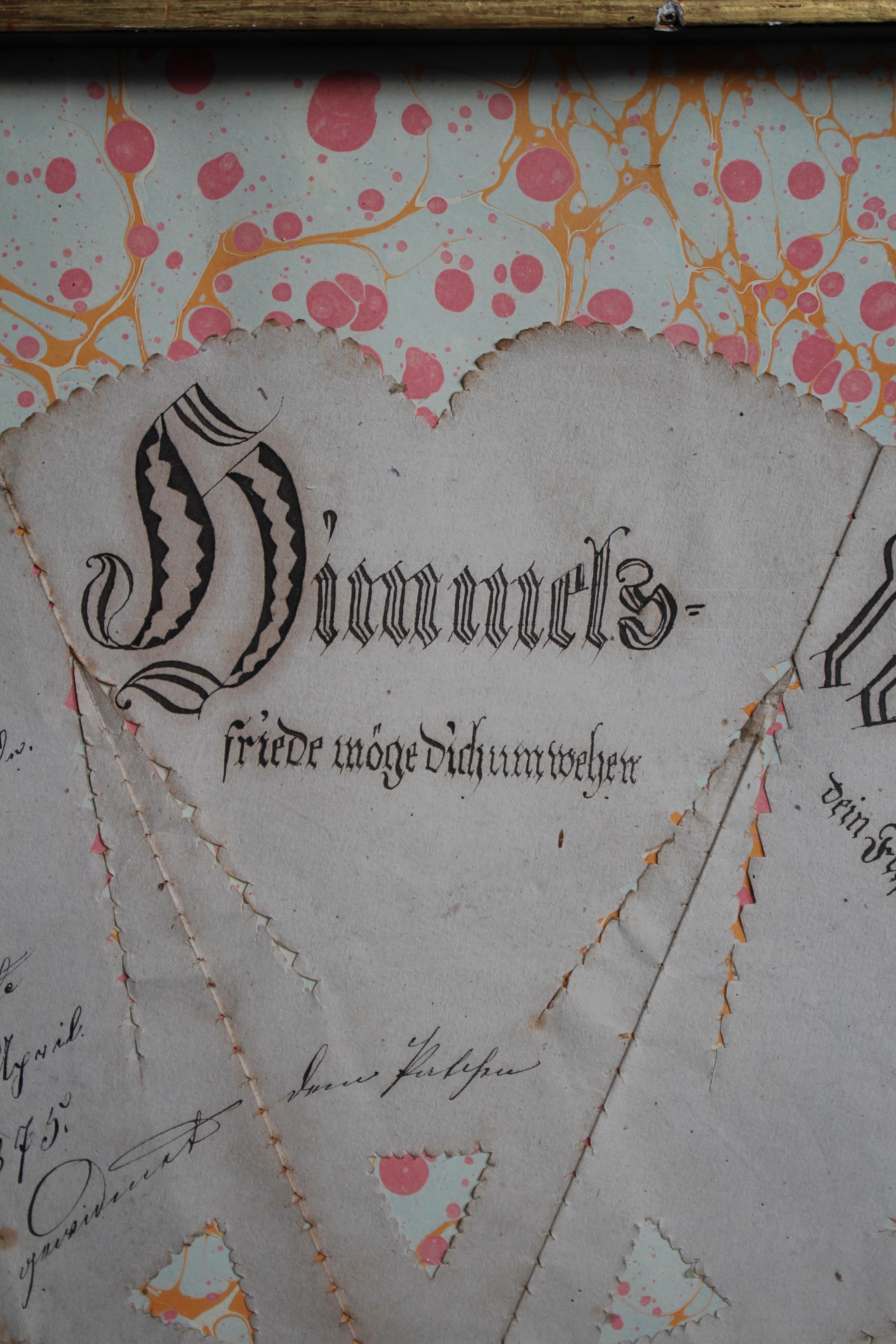 Glass Annette's 1875 Cut Paper German Valentine Fortune Teller/Wishing Wheel