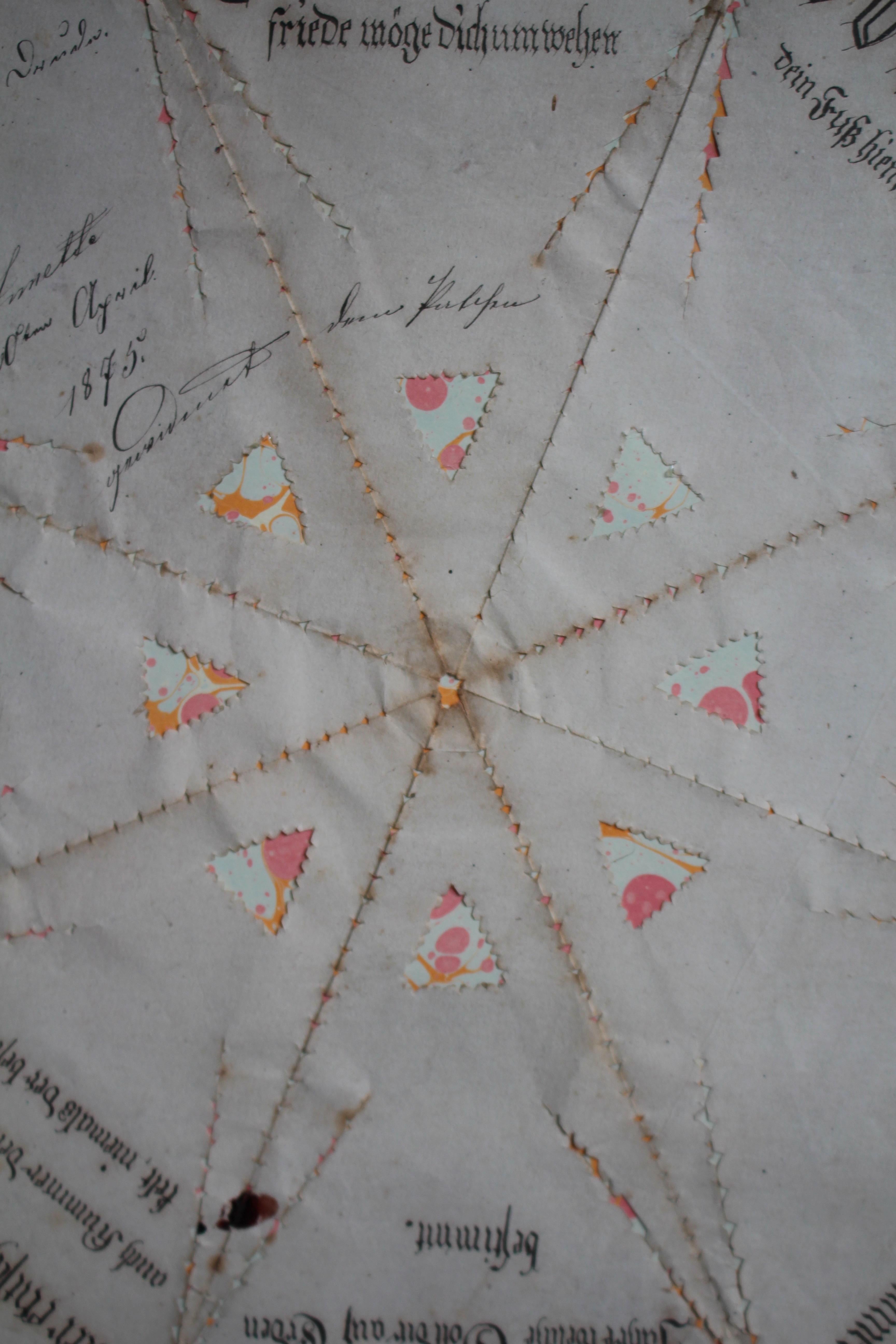 Annette's 1875 Cut Paper German Valentine Fortune Teller/Wishing Wheel 1