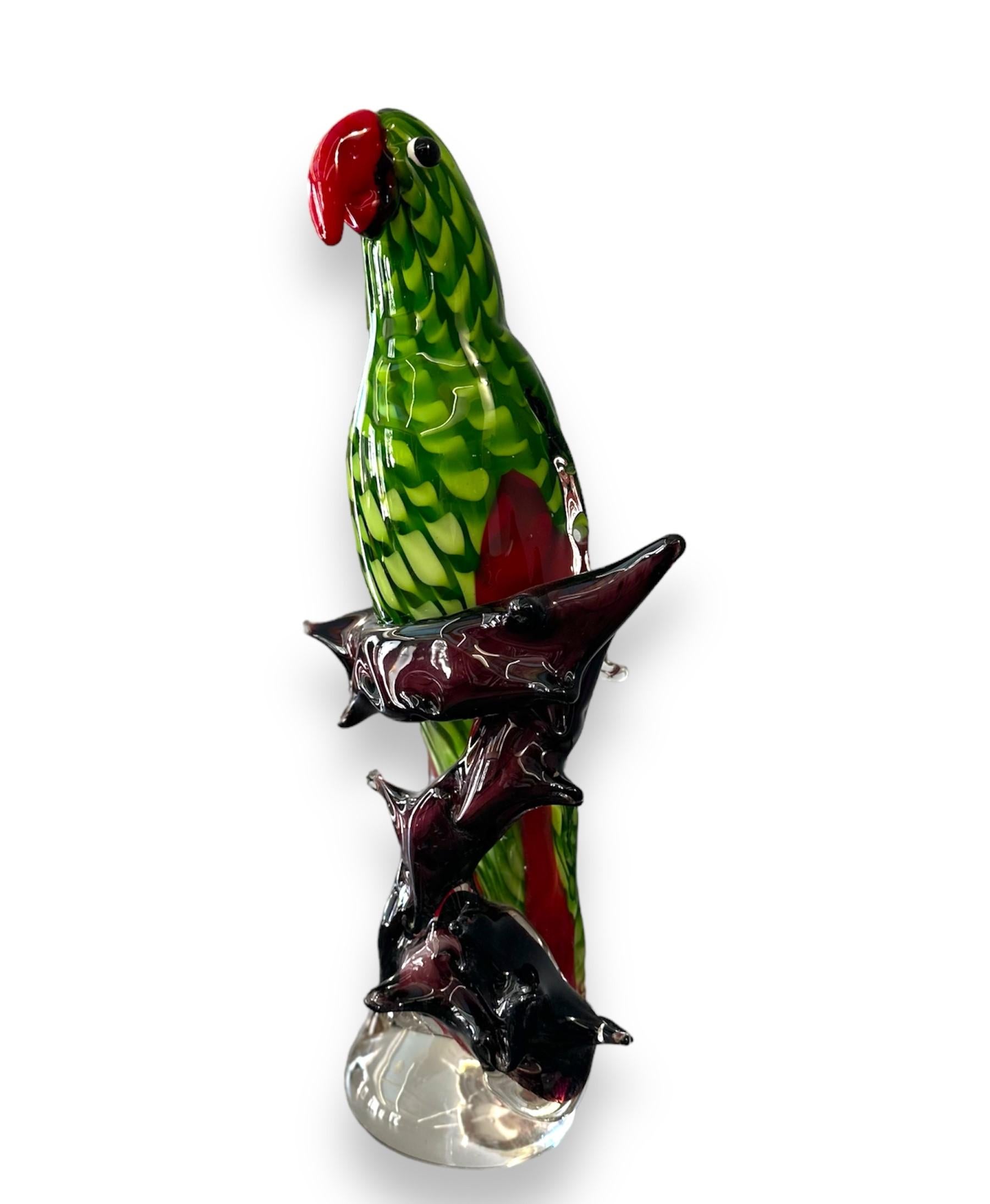 Italian 1970s, Murano glass sculpture, Parrot For Sale