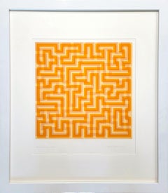 Naranja Meandro /// Anni Albers Bauhaus Abstracto Geométrico Femenino Pantalla Artista