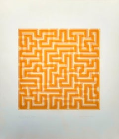 Orange Meander /// Anni Albers Bauhaus Abstract Geometric Female Artist Screen