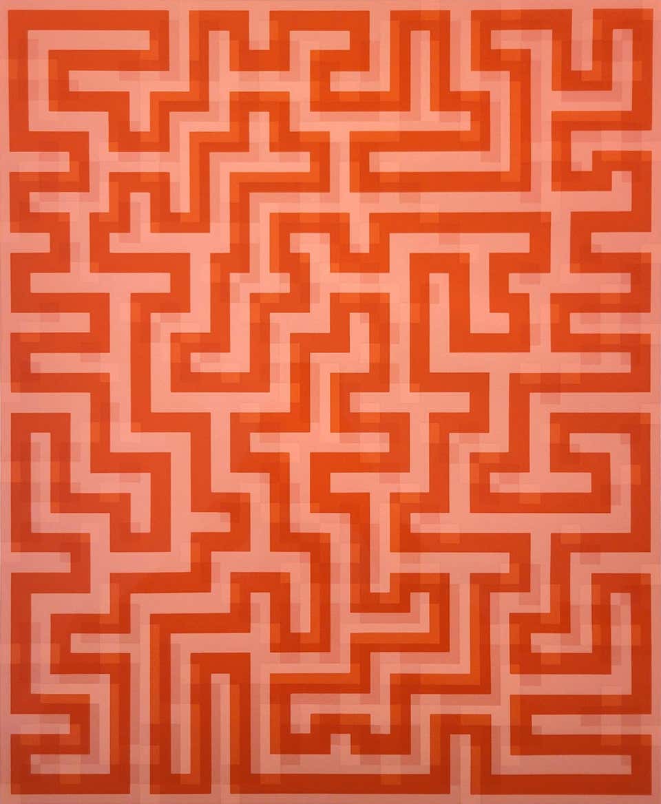 Red Meander I /// Anni Albers Bauhaus Abstract Geometric Female Artist Screen